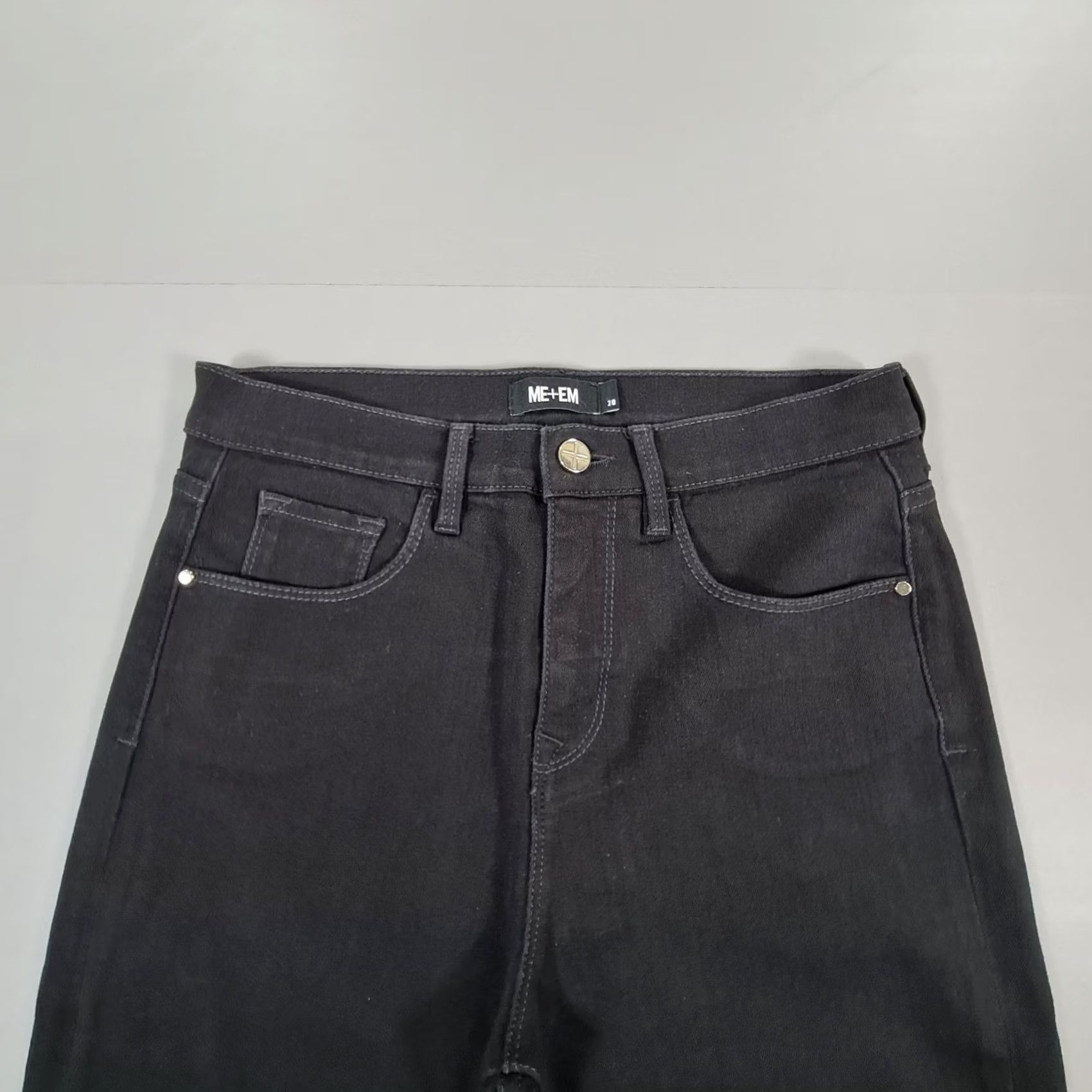 Vintage ME & EM Womens Jeans Black W28 L28 Skinny Fit High Rise Denim Stretch Zip 5-Pocket Design Modern City Designer Womens Jeans Size 28" / US 6 / IT 42 - 2 Thumbnail