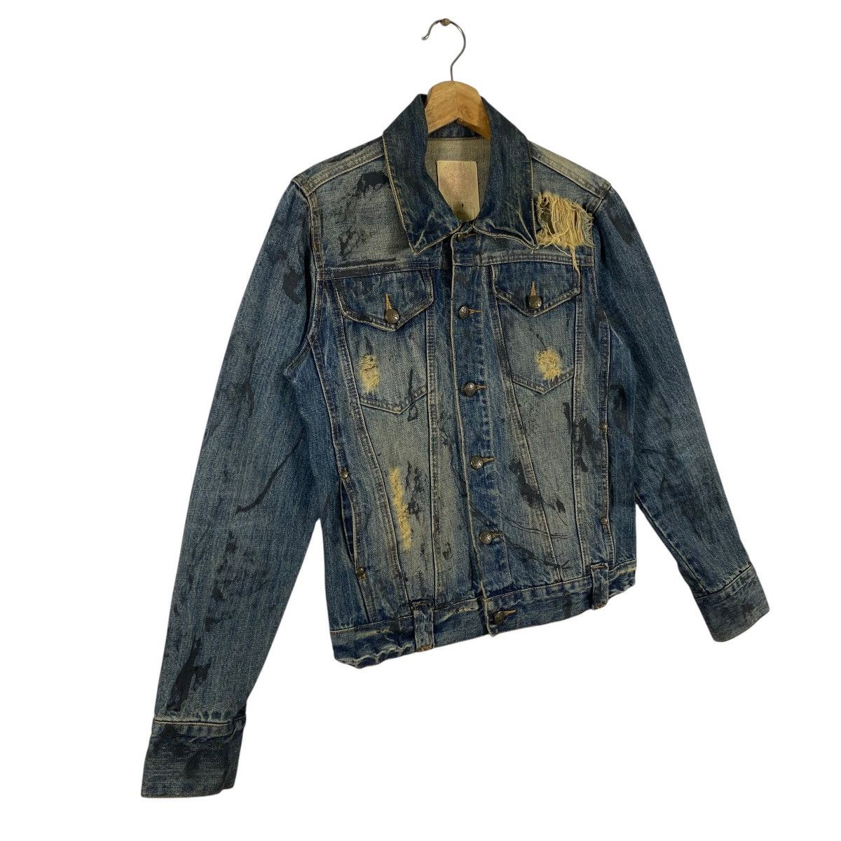 Japanese Brand Vintage Midas Painted Distressed Denim Button Jacket Size S / US 4 / IT 40 - 3 Thumbnail
