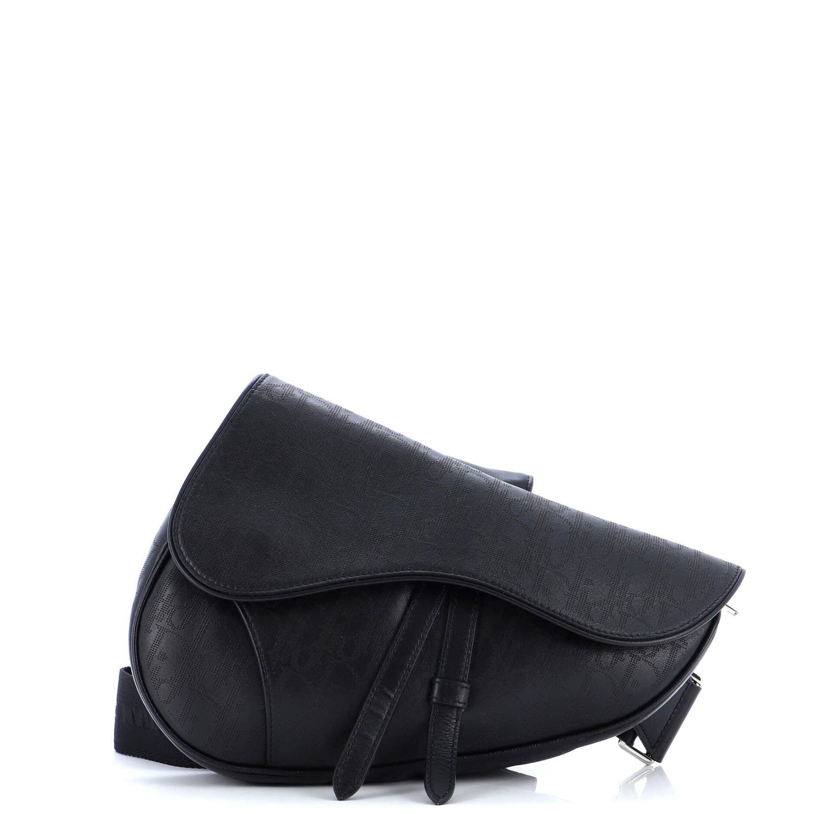 image of Dior Saddle Crossbody Bag Oblique Galaxy Leather None in Black, Women's