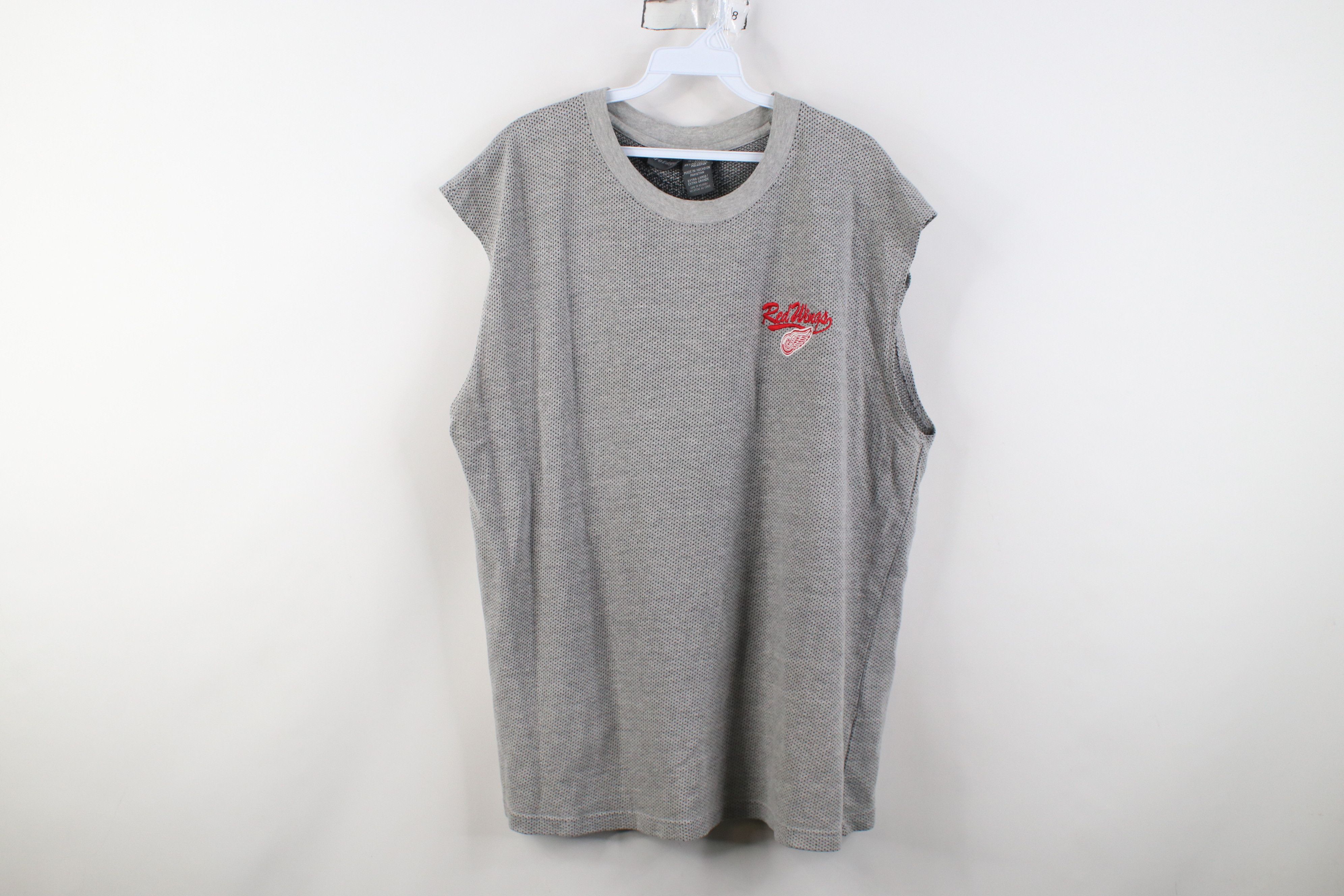 Vintage Vintage 90s Red Wings Hockey Sleeveless Muscle T-Shirt Gray Size US XL / EU 56 / 4 - 1 Thumbnail
