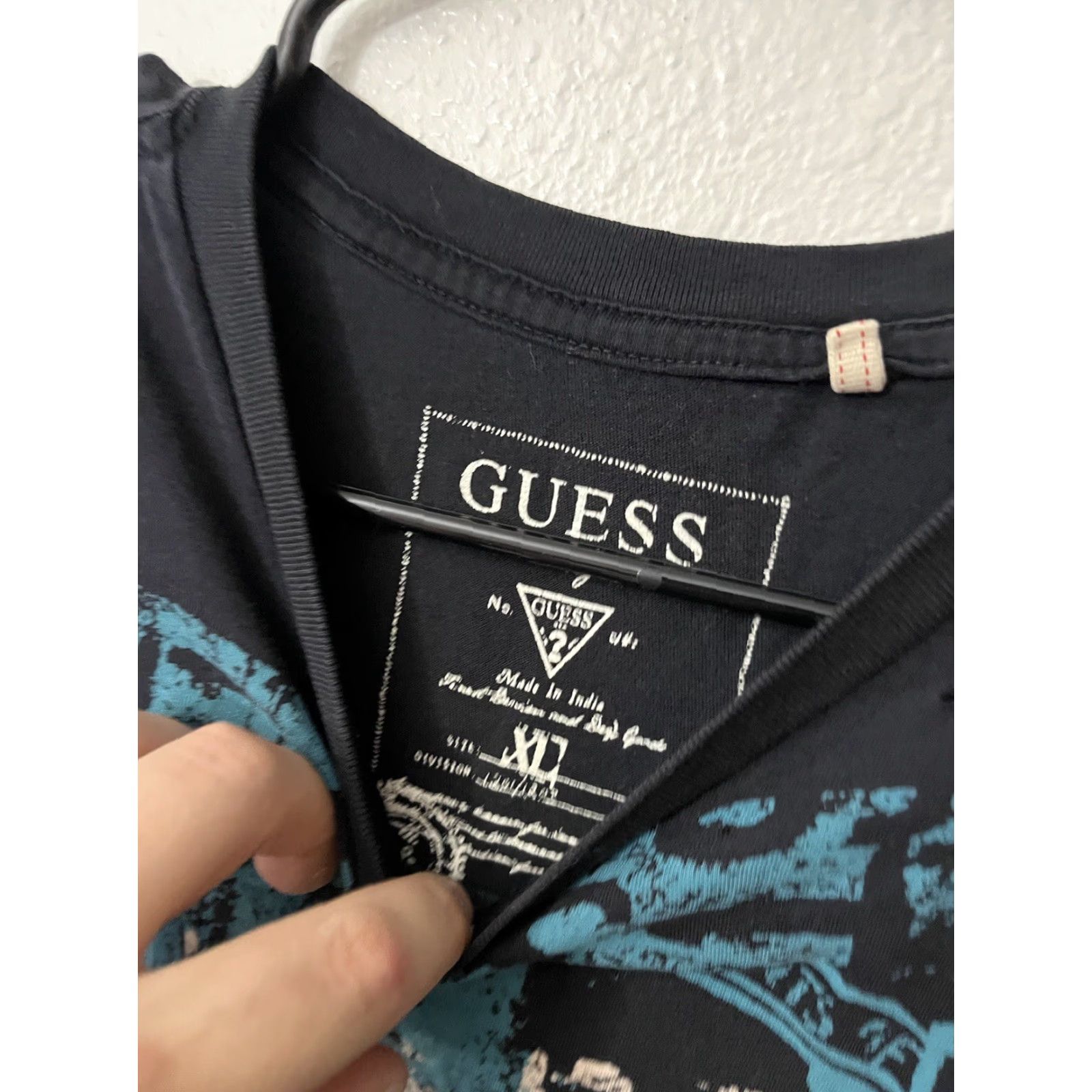 Guess VINTAGE GUESS Crew Neck Knit T-Shirt - Short Sleeve - Black - Men's XL - Casual Classic Cotton Blend Shirt Size US XL / EU 56 / 4 - 3 Thumbnail
