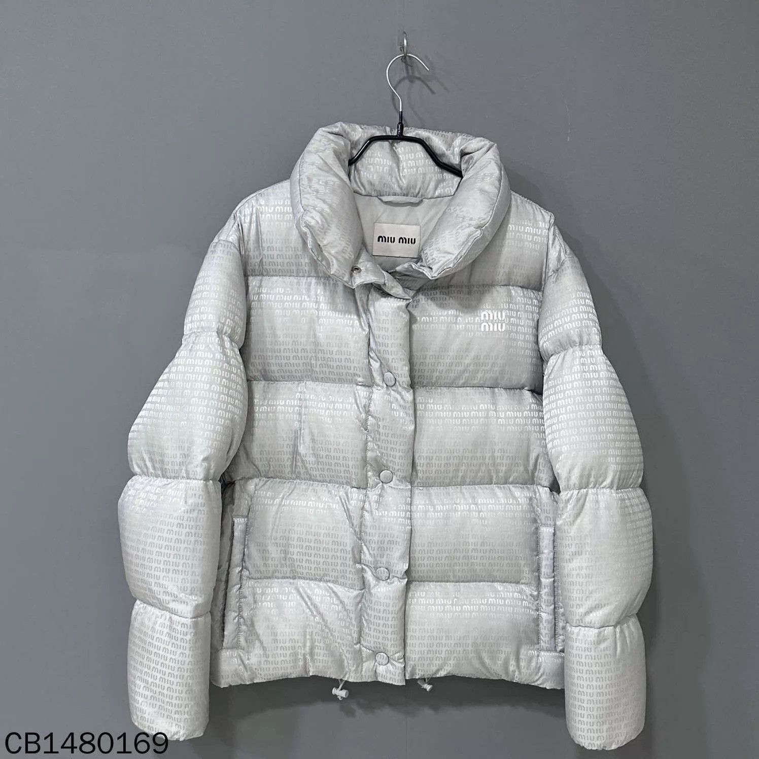 Miu Miu MIU MIU Silver Allover Print Down Jacket 38 99 New Size XS / US 0-2 / IT 36-38 - 2 Thumbnail