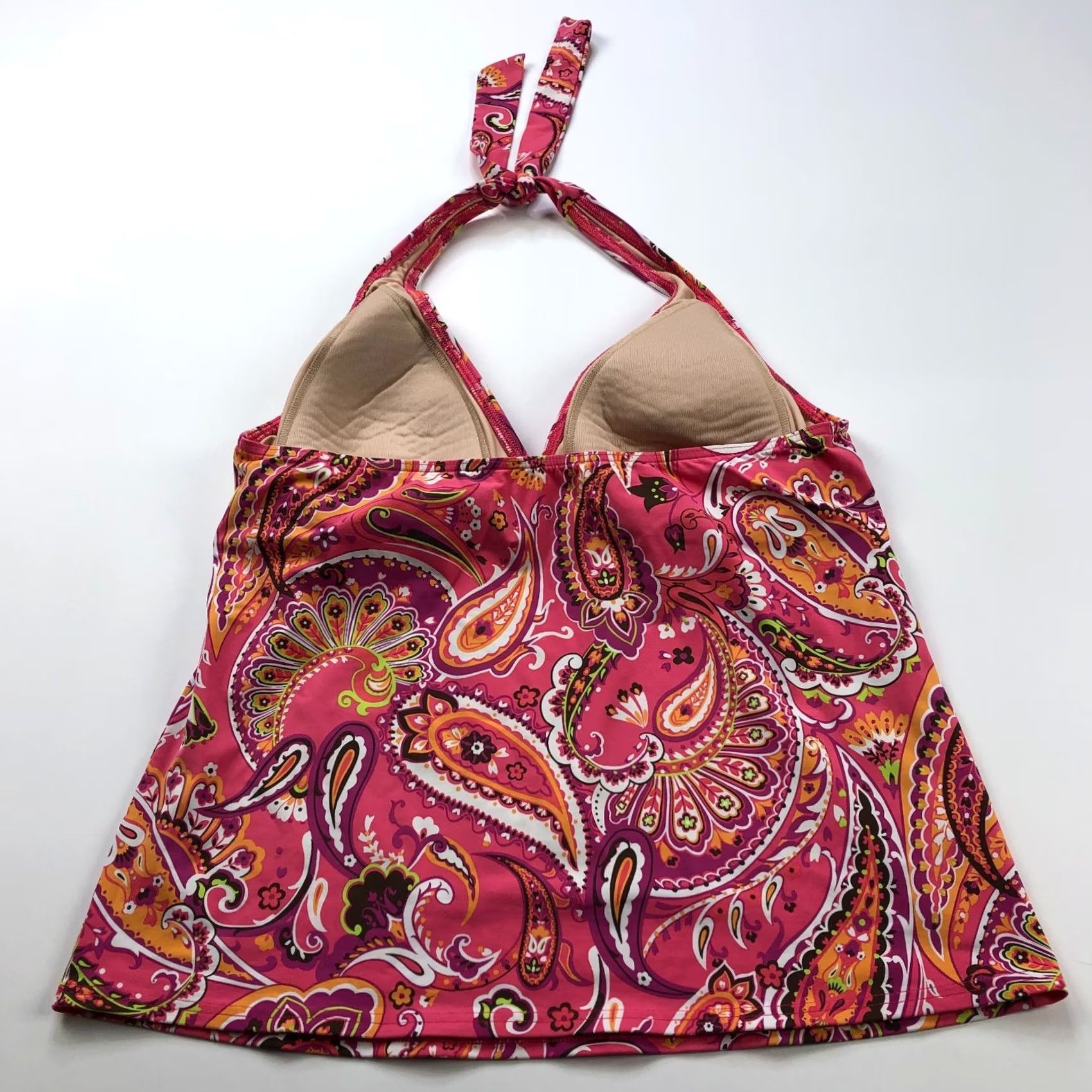 Lands' End Lands' End Tankini Top Halter 14L Pink Paisley Padded No Wire Womens Beach Vintage No Size XL / US 12-14 / IT 48-50 - 4 Thumbnail