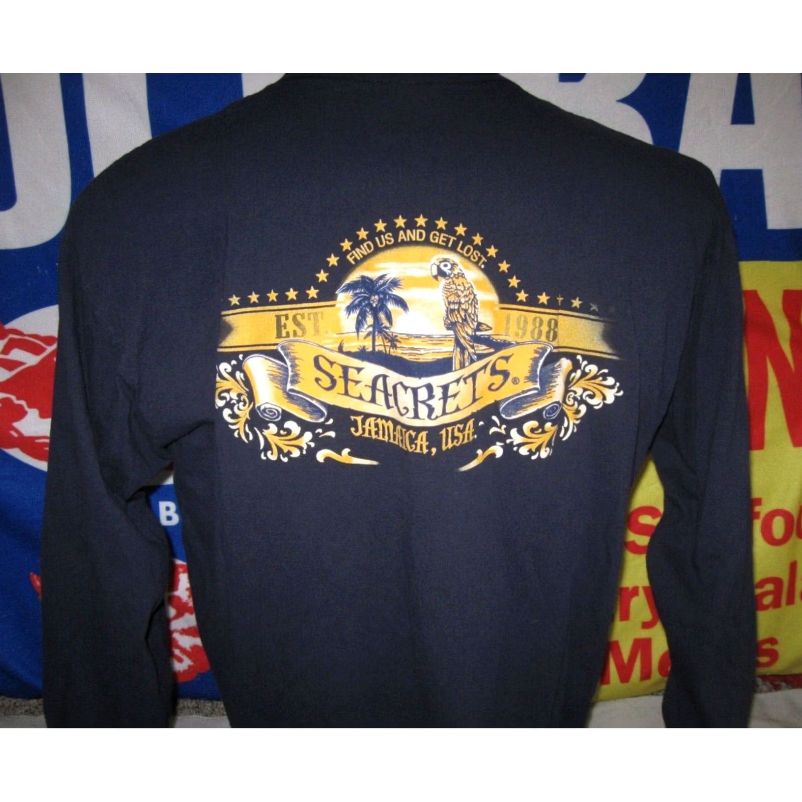 Gildan SEACRETS Jamaica USA Ocean City Maryland Long Sleeve Shirt Mens XL OCMD GET LOST Shirt Size US XL / EU 56 / 4 - 4 Thumbnail