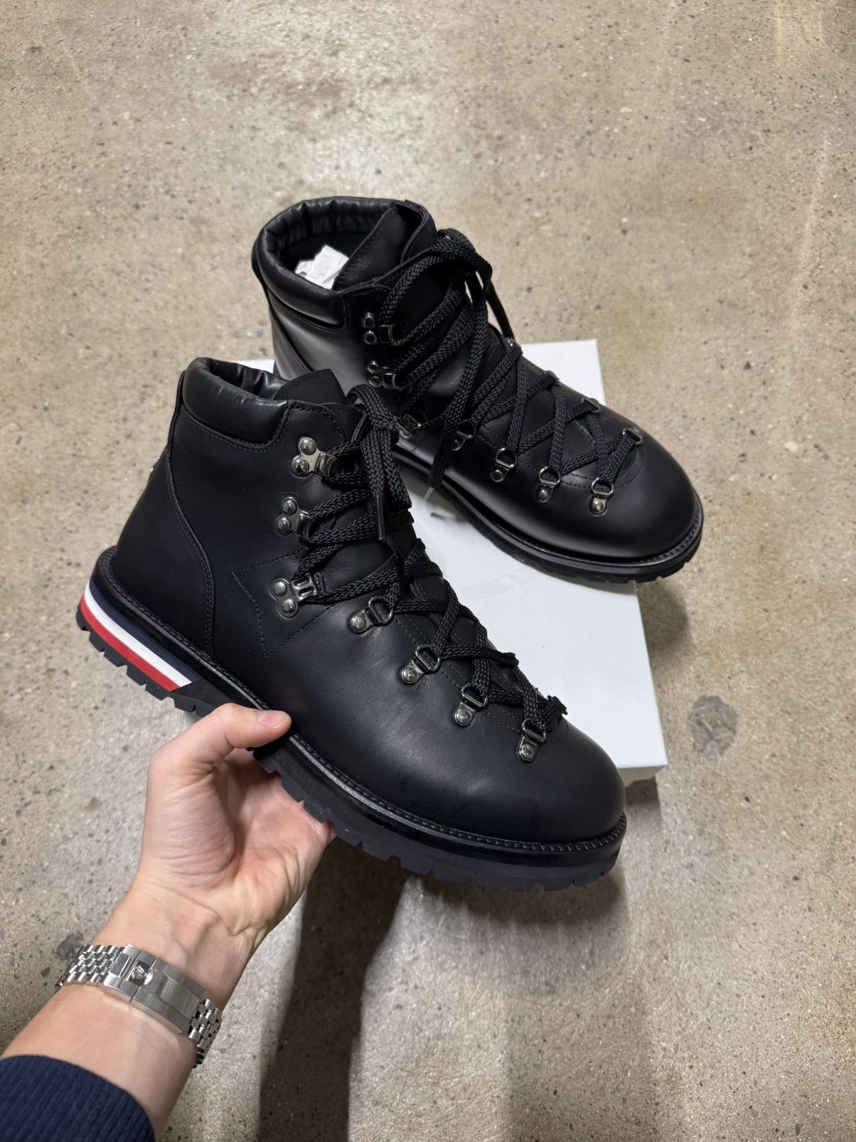 Moncler Striped Leather Winter Boots NEW 900$