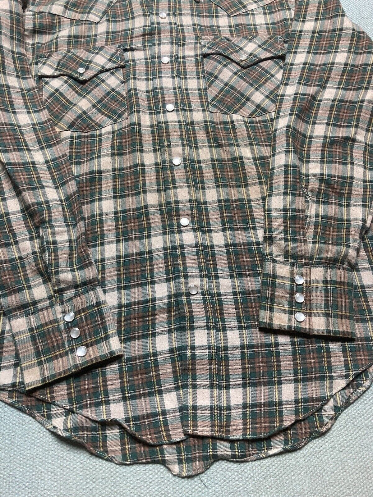 Vintage 70s flannel shirt campus Pearl snap western cowboy medium Size US M / EU 48-50 / 2 - 2 Thumbnail