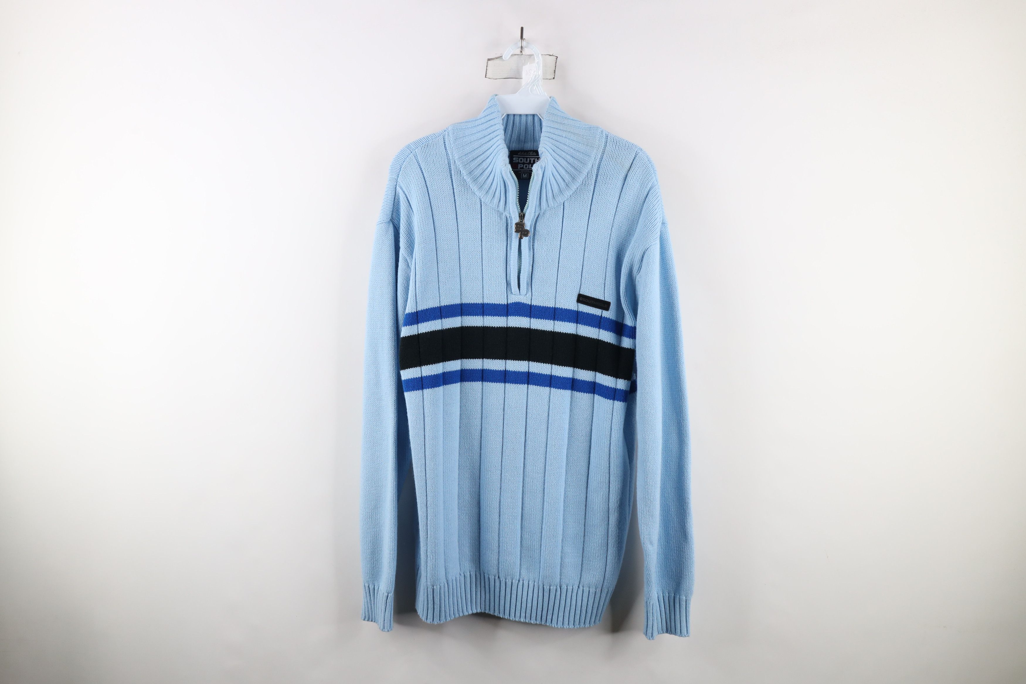 Southpole × Vintage Vintage 90s Southpole Striped Knit Half Zip Pullover Sweater Size US M / EU 48-50 / 2 - 1 Thumbnail