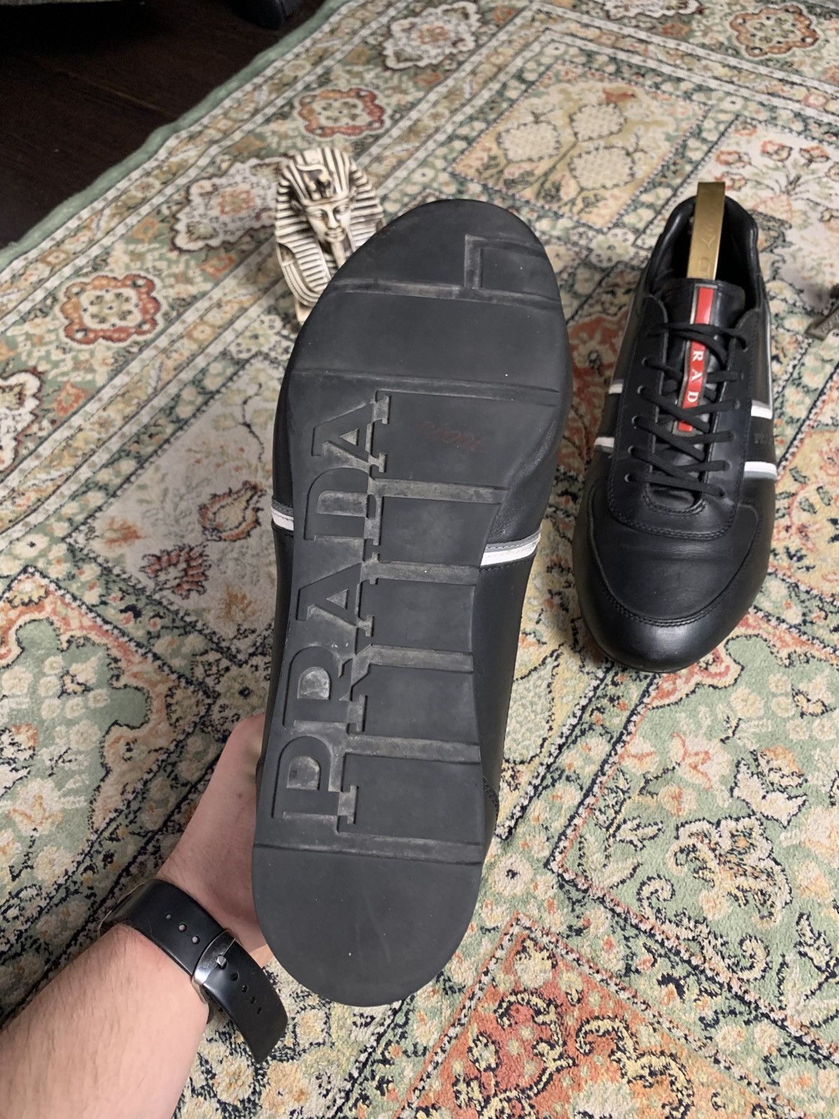 Prada Prada Snickers Auth Black Leather Luxury Size US 9.5 / EU 42-43 - 8 Thumbnail