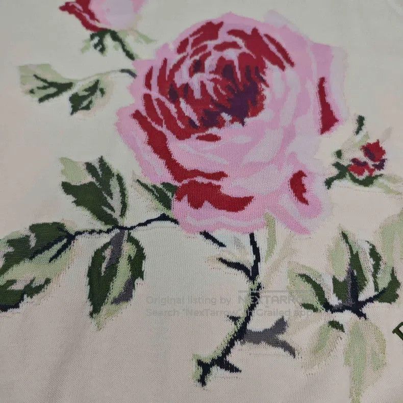 Dior Dior Beige rose embroidered logo short-sleeved sweater Size XXL / US 16-18 / IT 52-54 - 7 Thumbnail
