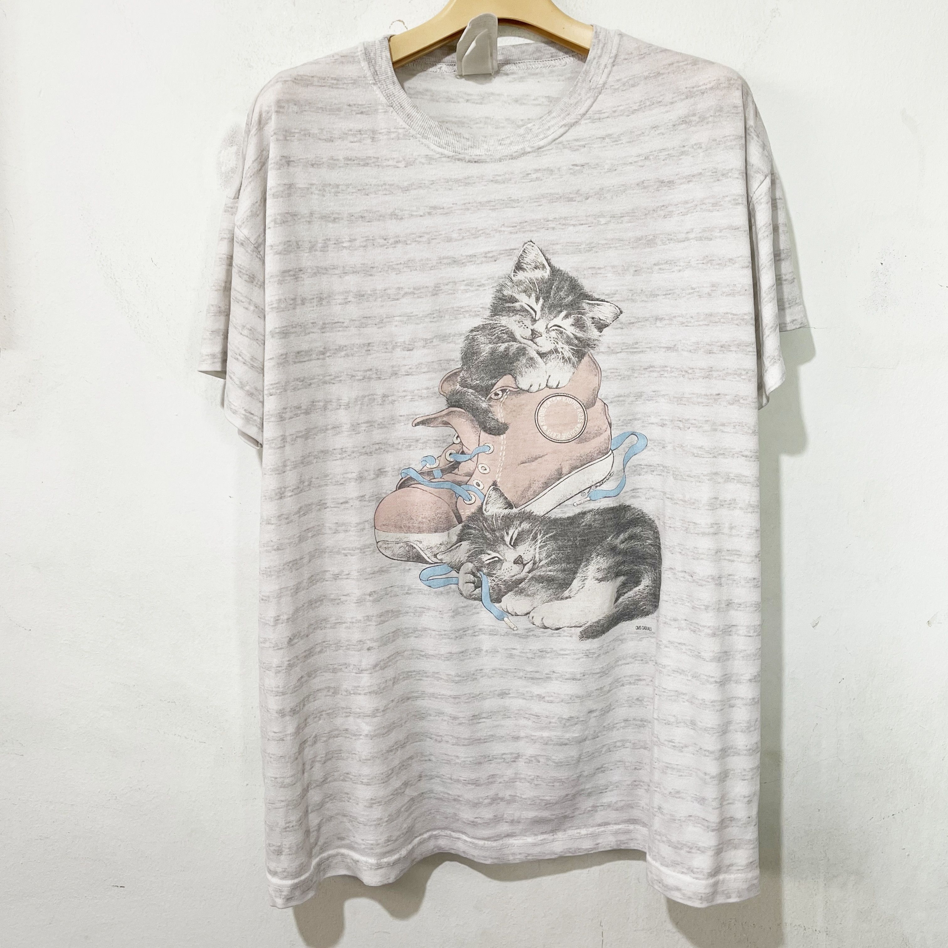 Vintage Vintage 90s Cat Striped Shirt Size US XL / EU 56 / 4 - 1 Thumbnail