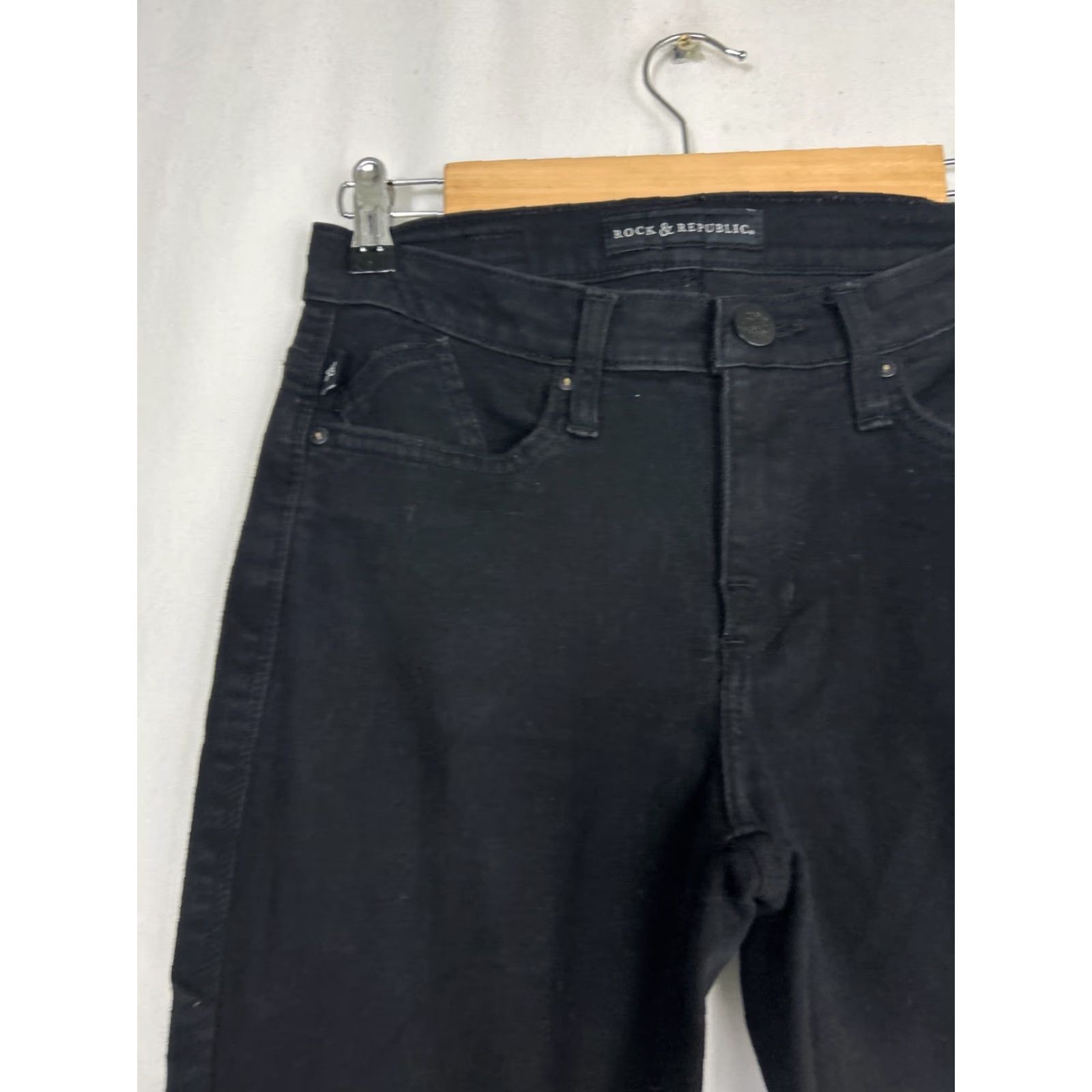 Vintage Rock And Republic Berlin Jeans Black Distressed Womens 8 29x30 Ankle Size ONE SIZE - 4 Thumbnail