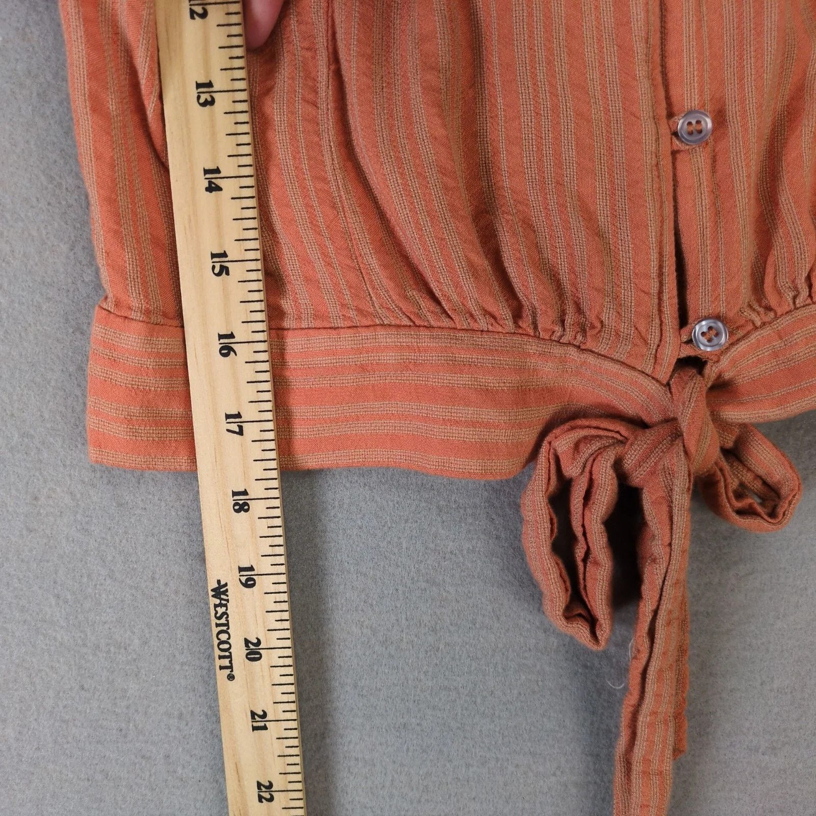 Free People Free People Orange Striped Peasant Crop Top Button Up Shirt Size M / US 6-8 / IT 42-44 - 8 Thumbnail