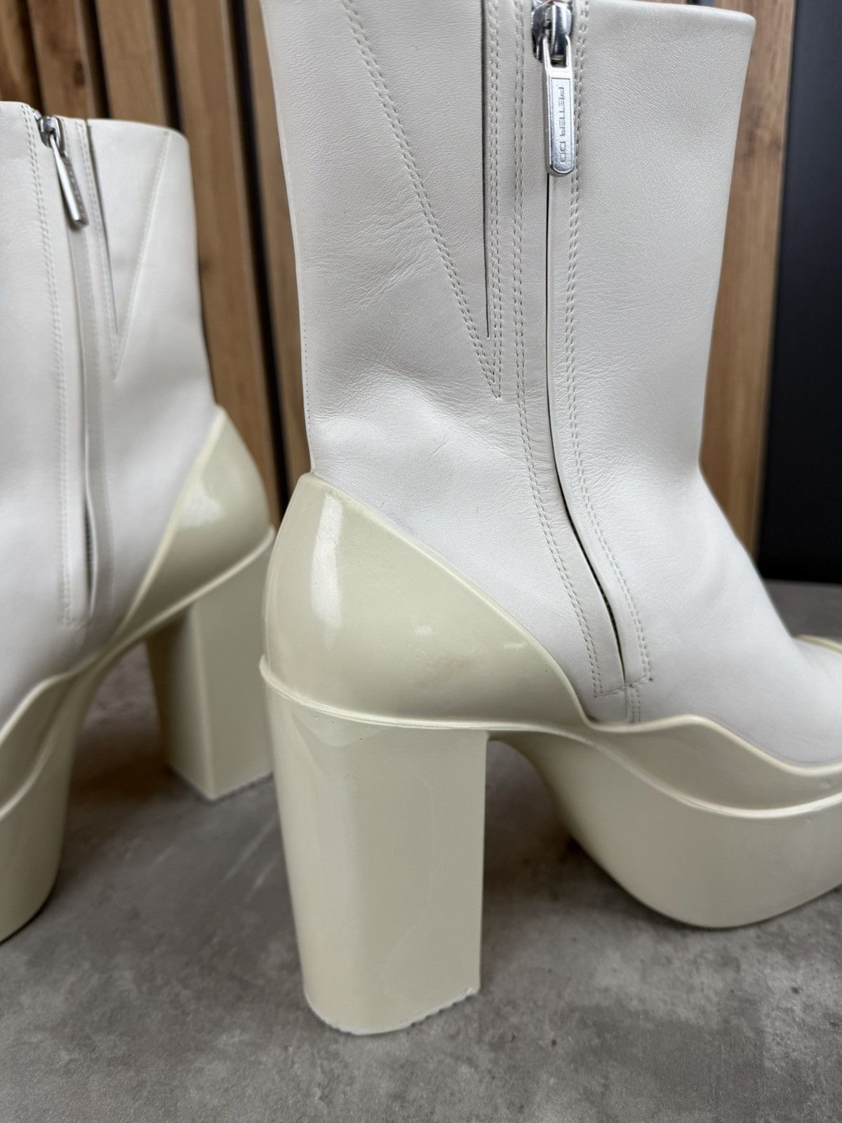 Peter Do at.kollektive x Peter Do Leather Platform Ankle Boots White Size US 10 / IT 40 - 11 Thumbnail