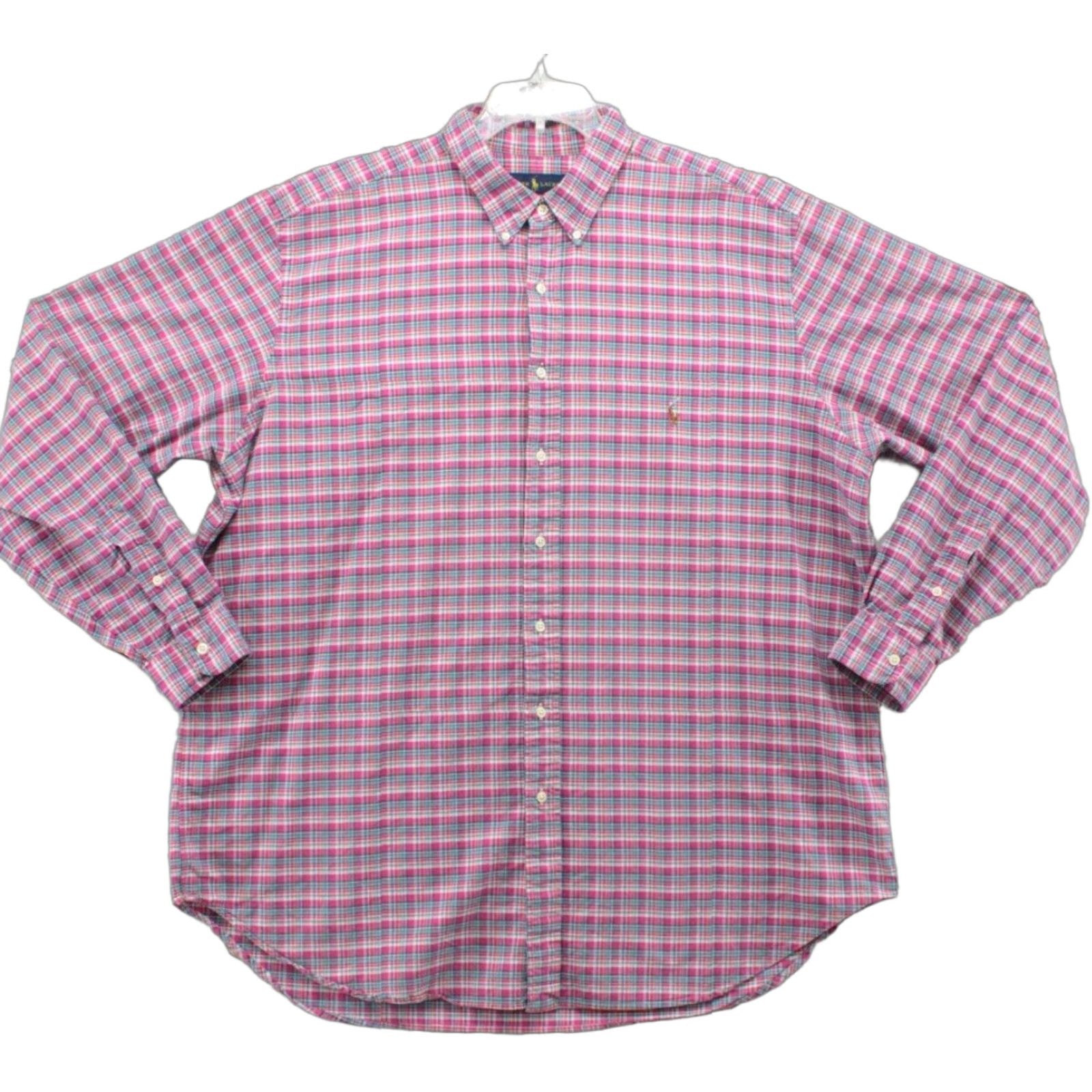 Polo Ralph Lauren Polo Ralph Lauren Shirt Mens 2XLT Pink Check Plaid Long Sleeve Flesh Pony Logo Size US XXL / EU 58 / 5 - 1 Thumbnail