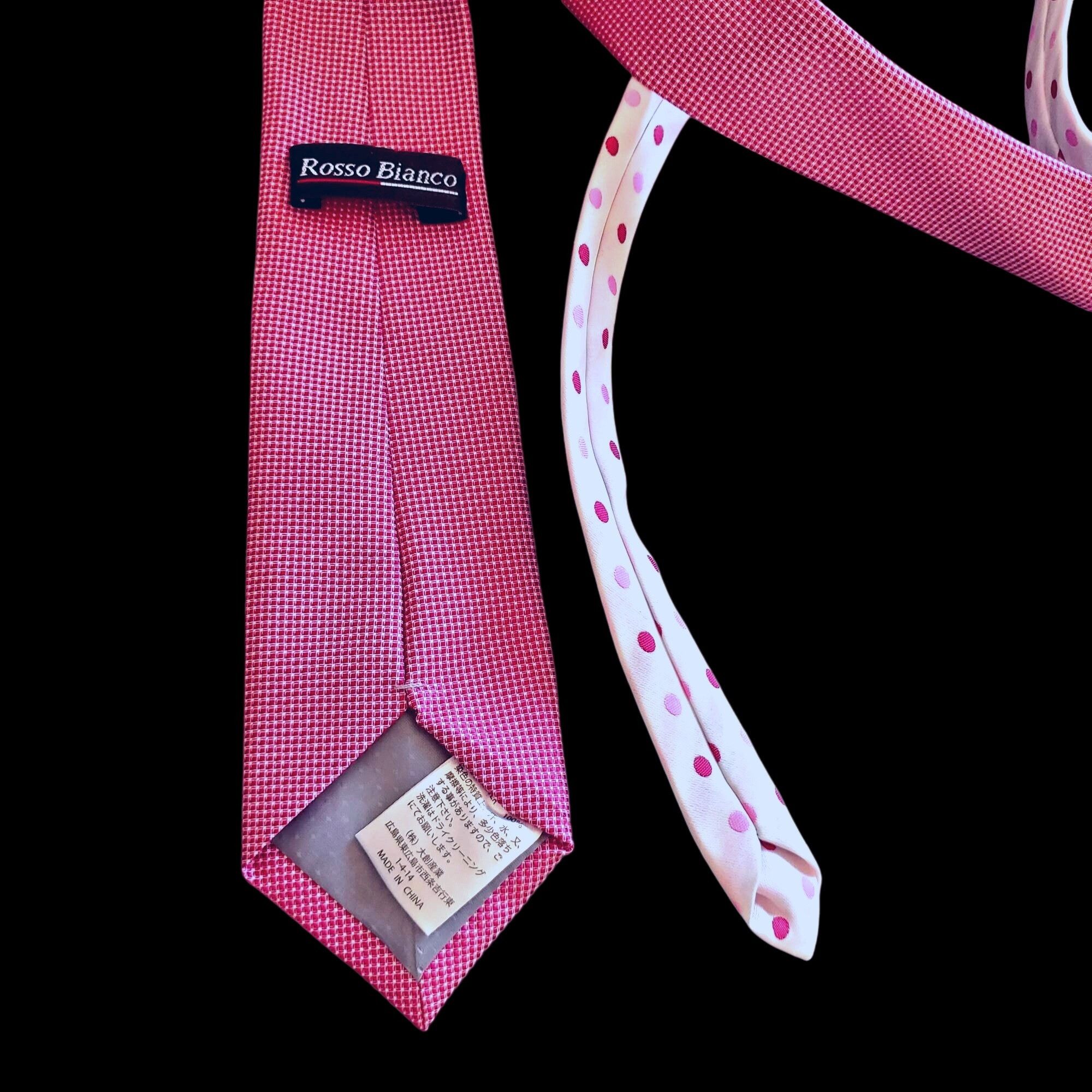 Other Red Tie Pink Polka Dot Rosso Bianco 3.25 Inch Wide 60 Inches Size ONE SIZE - 5 Thumbnail