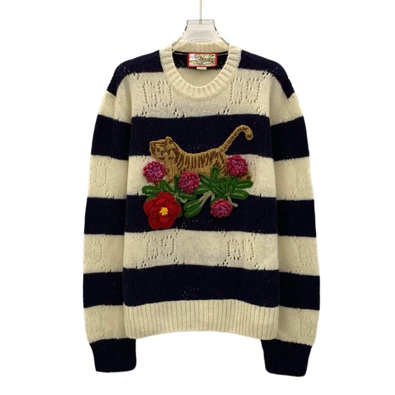 Gucci Gucci Color-blocked striped tiger floral embroidered wool Size US S / EU 44-46 / 1 - 1 Thumbnail
