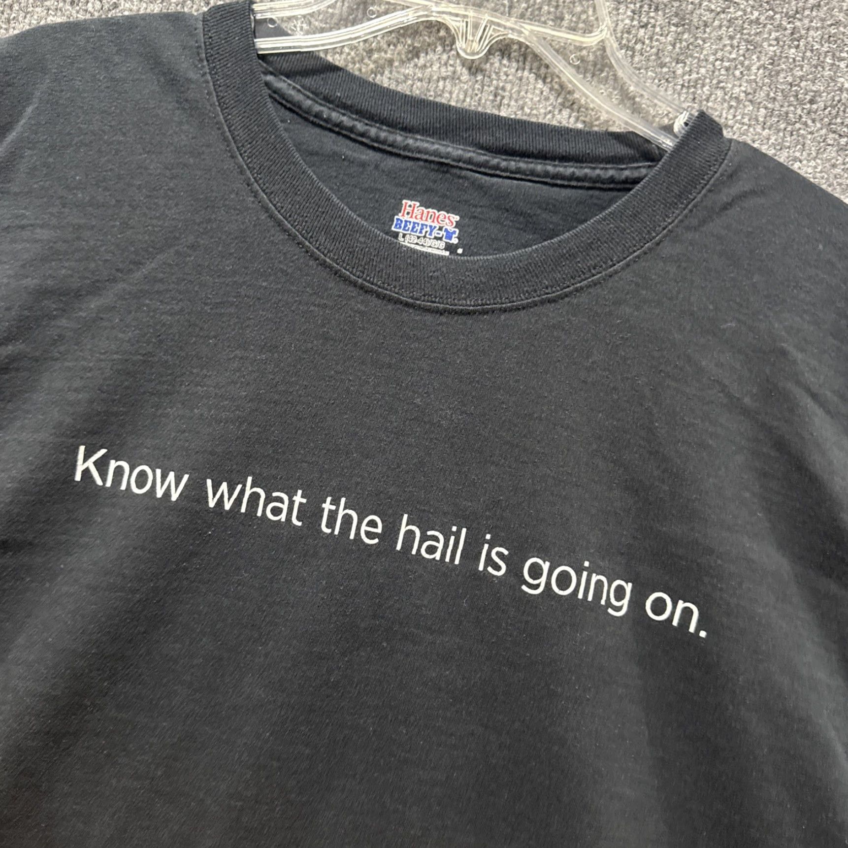 Hanes Know What The Hail Is Going On Hanes T-Shirt Black Short Sleeve L Mens Size Large Size US L / EU 52-54 / 3 - 2 Thumbnail