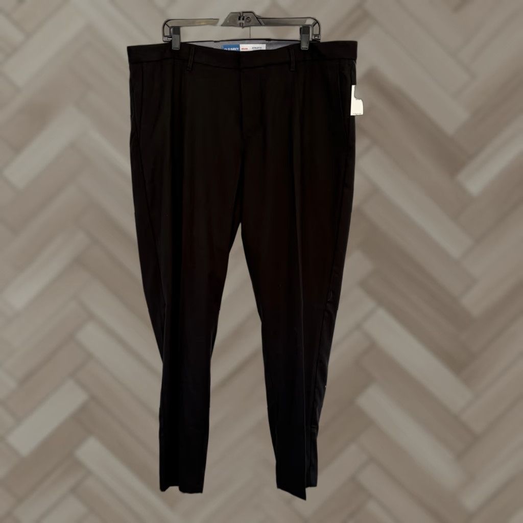 Old Navy NWT Old Navy Athletic Black Dress Pants Mens 40x30 Flat Front Straight Leg Pockets Polyester Rayon Spandex Button Zip Slim Fit Dress Pants Size US 40 / EU 56 - 1 Thumbnail