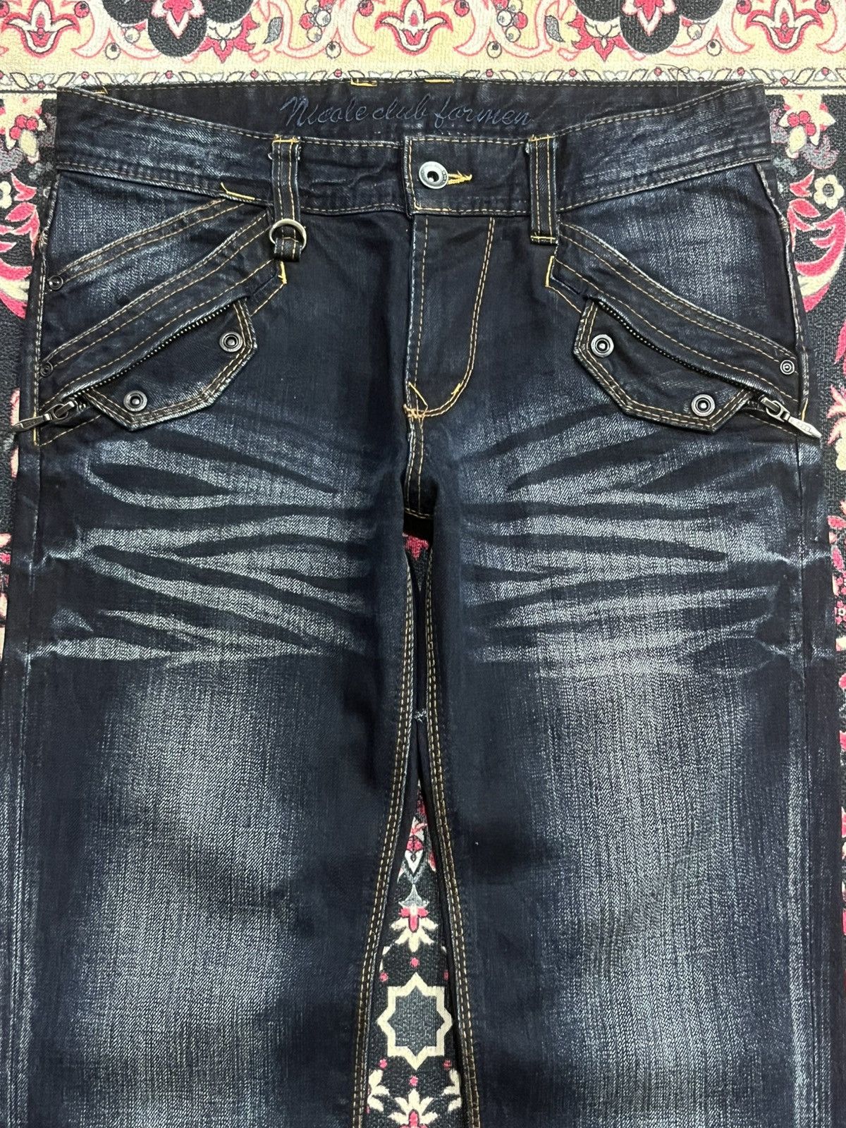 Tornado Mart Vintage Nicole Club For Men Dark Faded Washed Flare Jeans Size US 30 / EU 46 - 4 Thumbnail