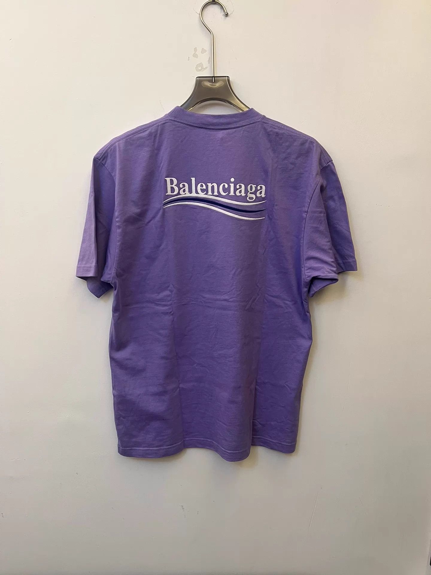 Balenciaga Balenciaga Purple Logo Short Sleeve Tee Women's Size US XXS / EU 40 - 2 Thumbnail