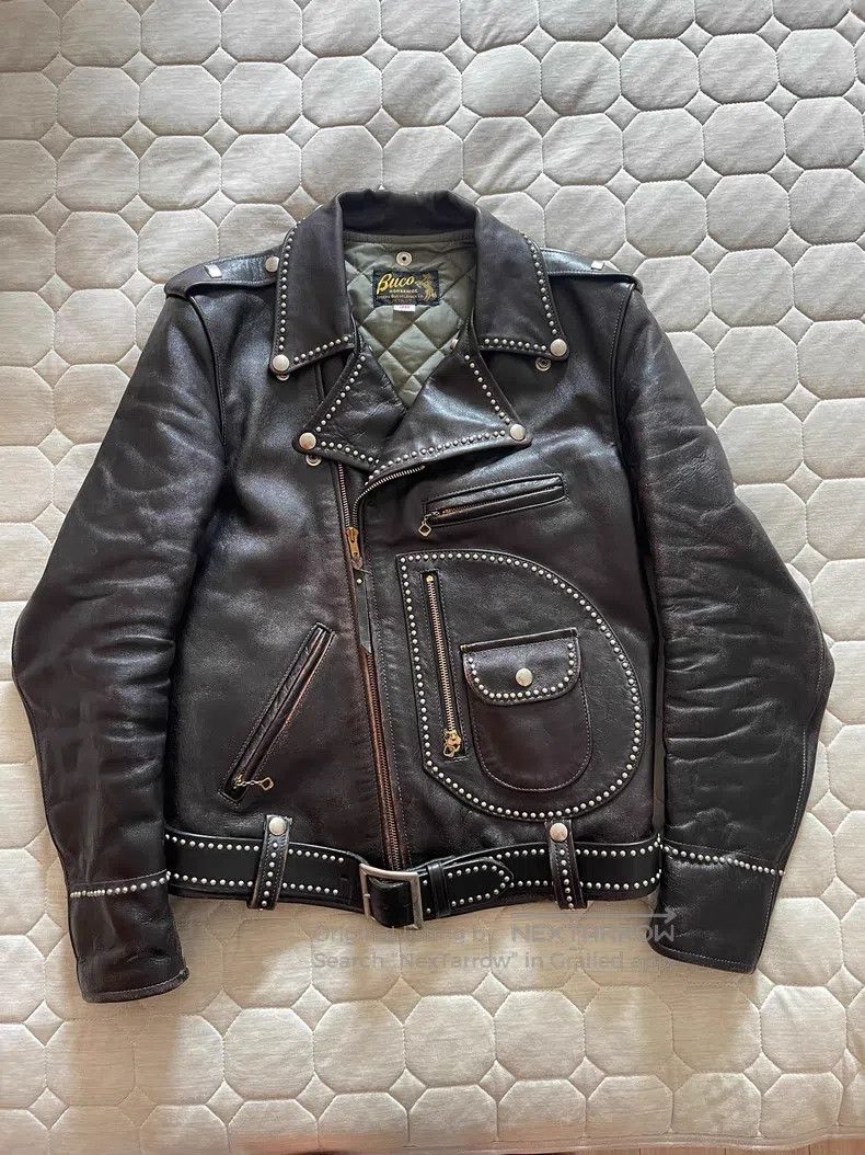 The Real McCoys Classic leather jacket of cable-stayed hor