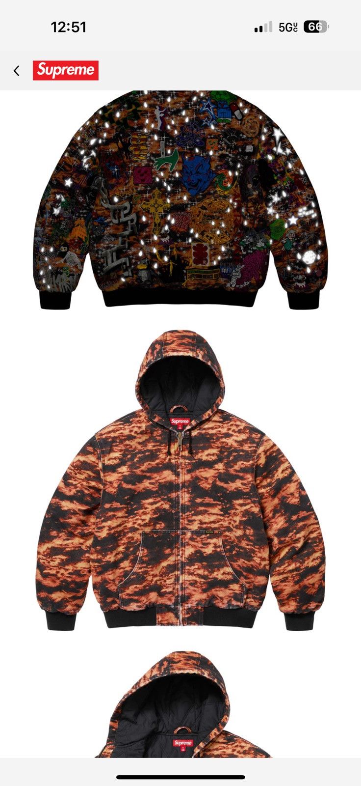 Supreme AOI EMBROIDERED HOODED WORK JACKET FLAMES SIZE M