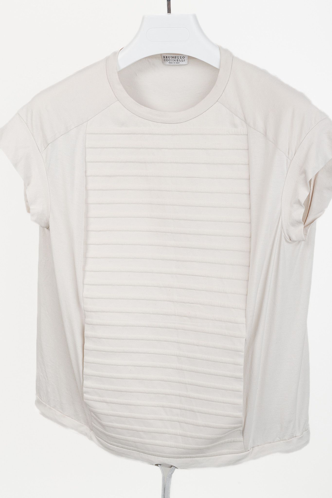 Brunello Cucinelli Brunello Cucinelli Embossed-Stripe Drawstring Hem T-Shirt Size S / US 4 / IT 40 - 3 Thumbnail