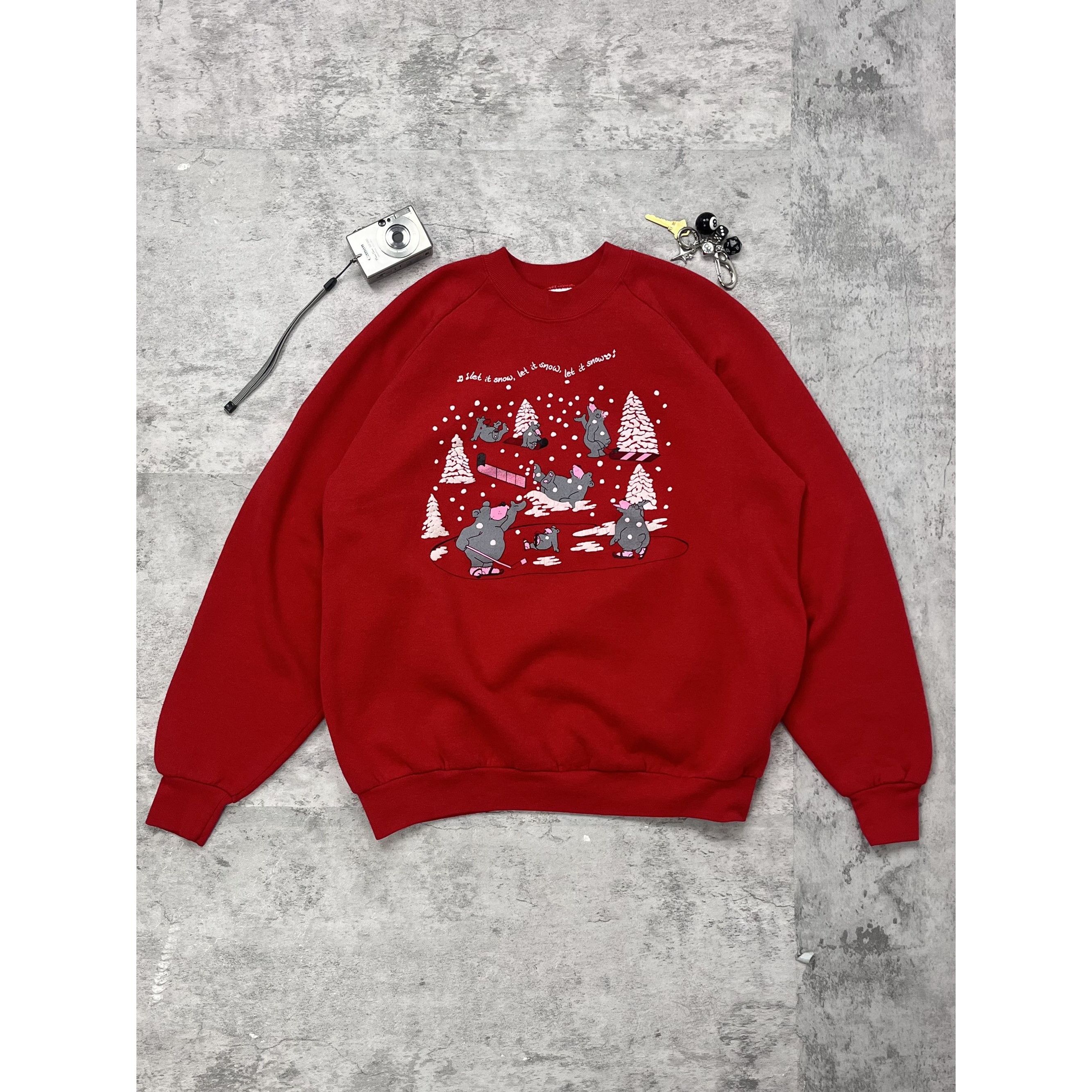Fruit Of The Loom Vintage 90s Let it snow Cute Teddy Crewneck Size XL / US 12-14 / IT 48-50 - 1 Thumbnail