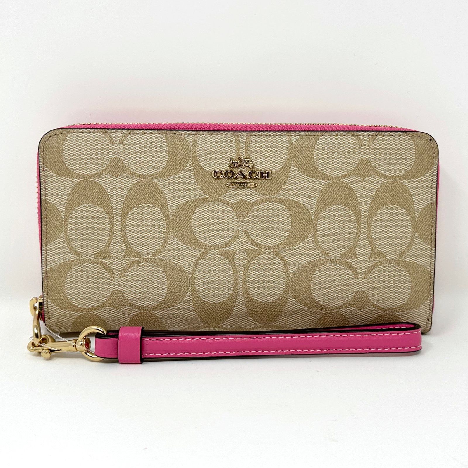 Coach Coach Long Zip Around Wallet in Signature Canvas Khaki C4452 Size ONE SIZE - 1 Thumbnail