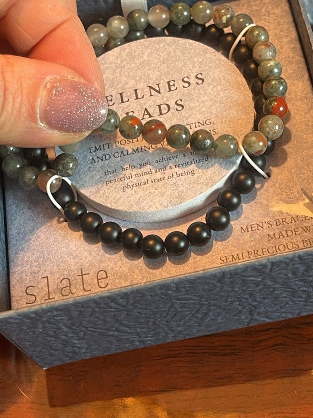 Slate & Stone Slate Wellness Beads Bracelet Semiprecious Agate Stones Size ONE SIZE - 5 Thumbnail