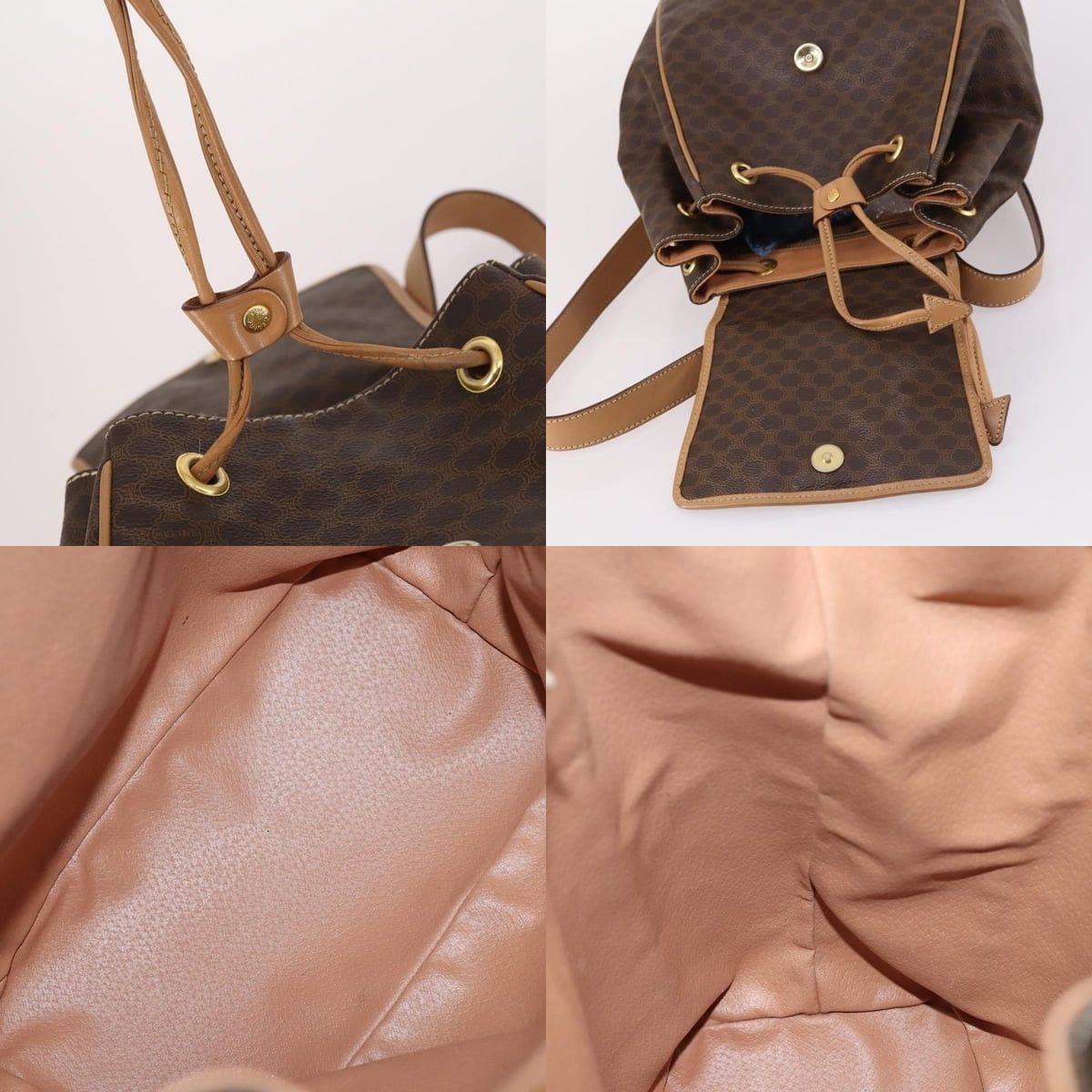 Celine CELINE Macadam Canvas Backpack Pvc Leather Brown Gold Size ONE SIZE - 12 Thumbnail