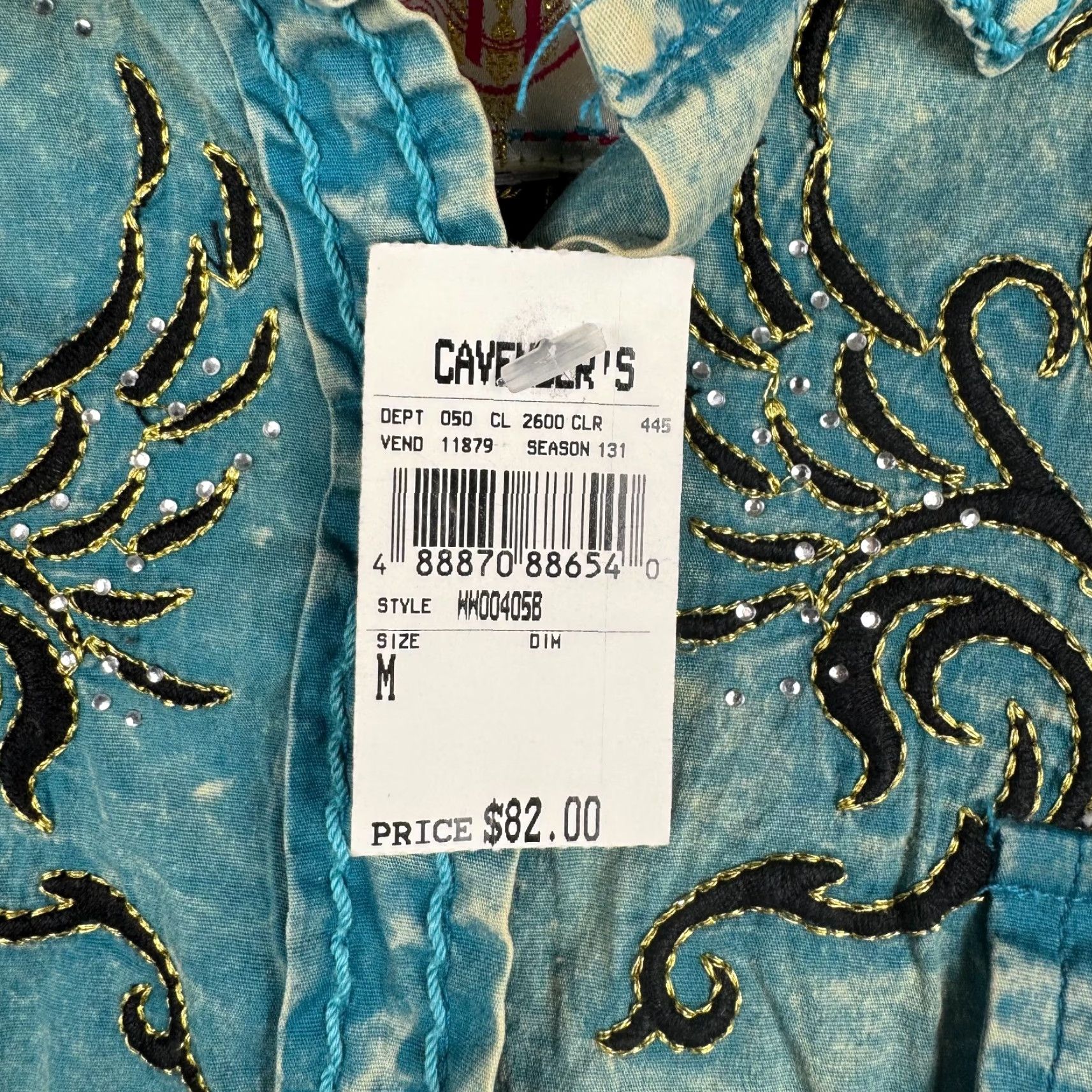 Roar ROAR Womens Medium Overdyed Grunge Rhinestone Embroidered Pearl Snap Shirt Size M / US 6-8 / IT 42-44 - 5 Thumbnail