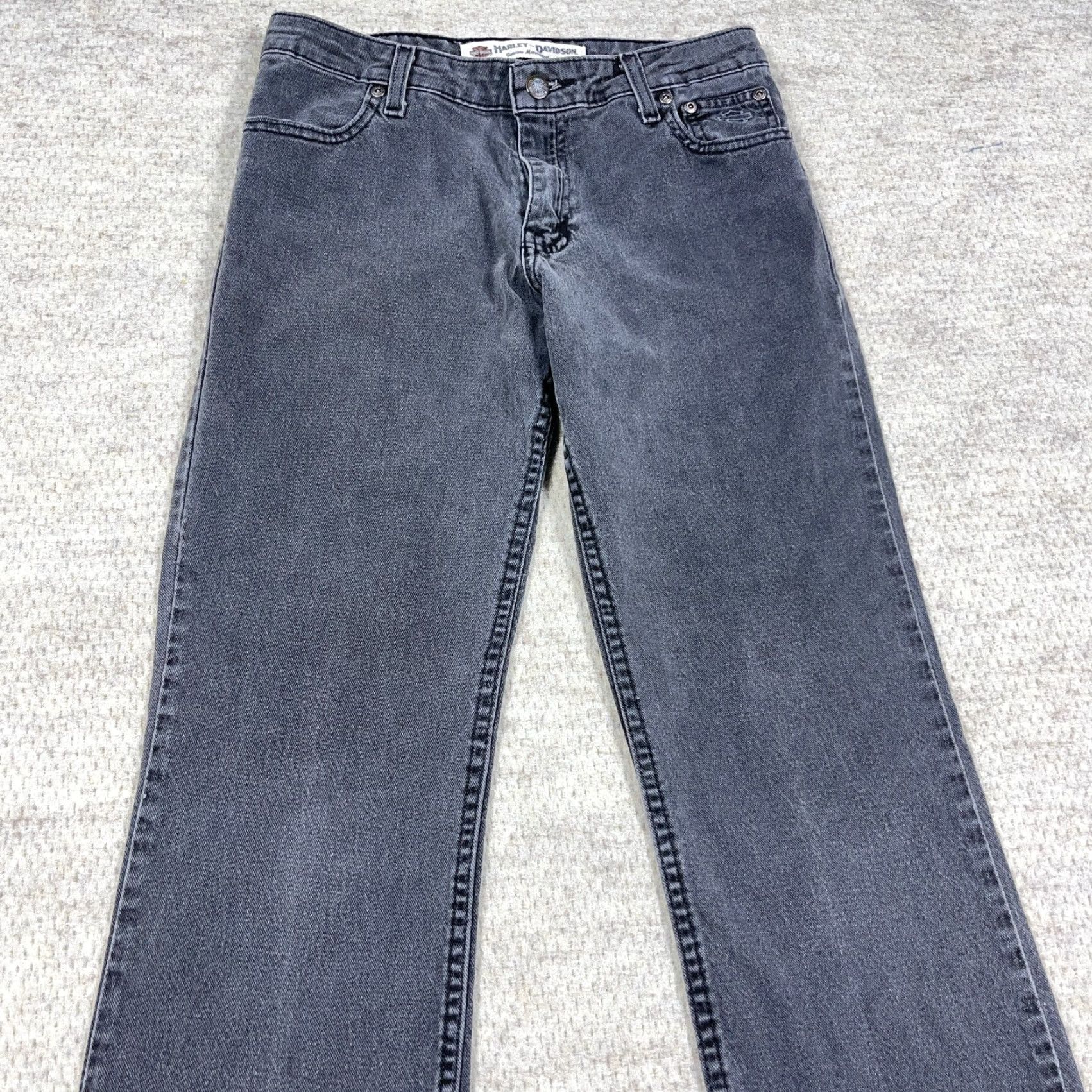 Harley Davidson VINTAGE Harley-Davidson Jeans Women 4 Boot Cut Faded Black Mid Rise Biker VTG Y2K Jeans Women Boots? Size 27" / US 4 / IT 40 - 4 Thumbnail