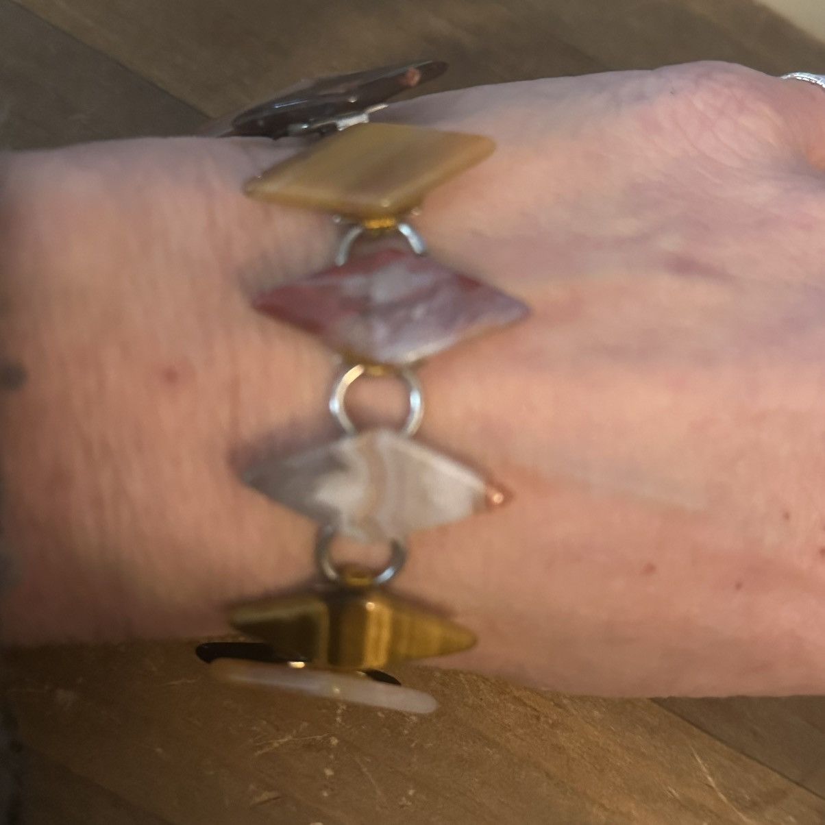 Vintage Vintage polished agate kite shape link bracelet Size ONE SIZE - 2 Thumbnail