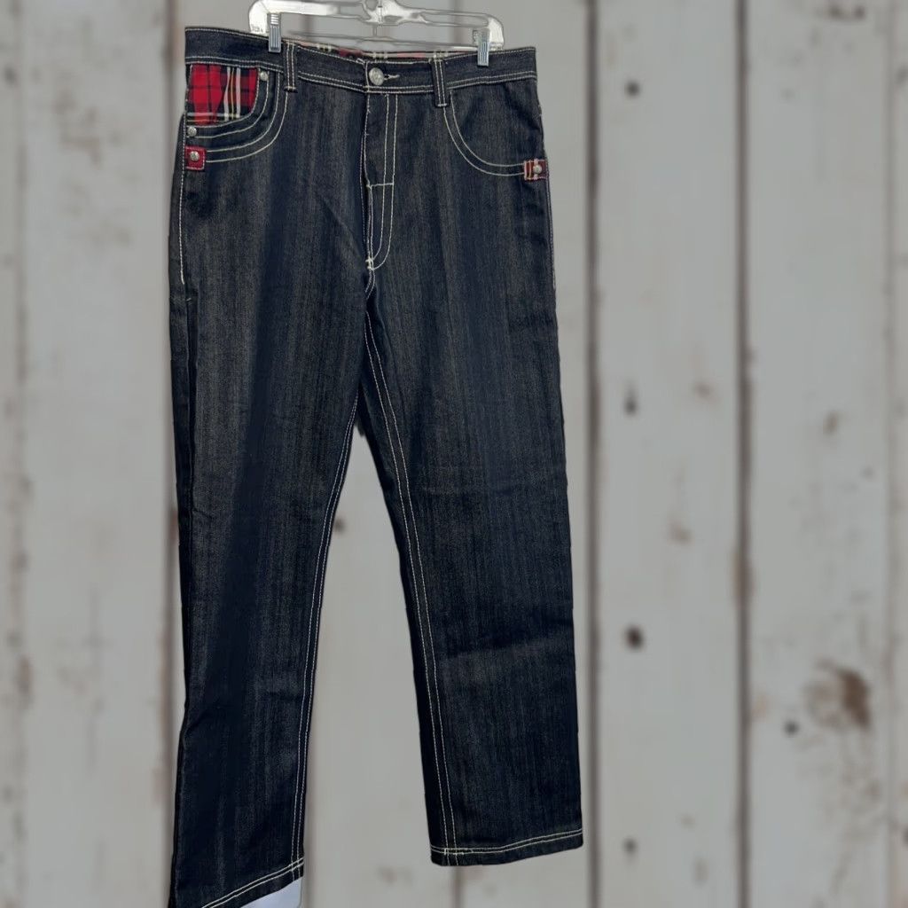 Vintage Ablanche Jeans Men’s 38 Black Denim Loose Baggy Hip Hop Y2K Embroidered Jeans Size US 38 / EU 54 - 1 Thumbnail