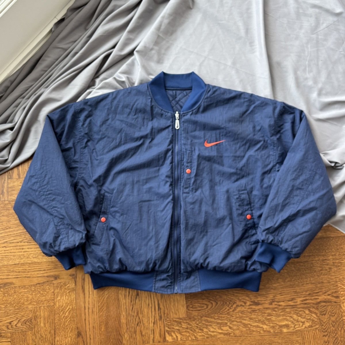 Nike 90s Nike Reversible Bomber Vintage Nike Jacket Quilted Down Size US L / EU 52-54 / 3 - 4 Thumbnail