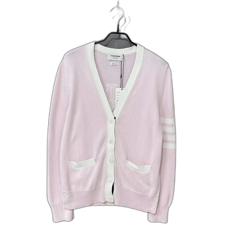 Thom Browne Pink Floral Knit Cardigan Thom Browne Size L / US 10 / IT 46 - 1 Thumbnail