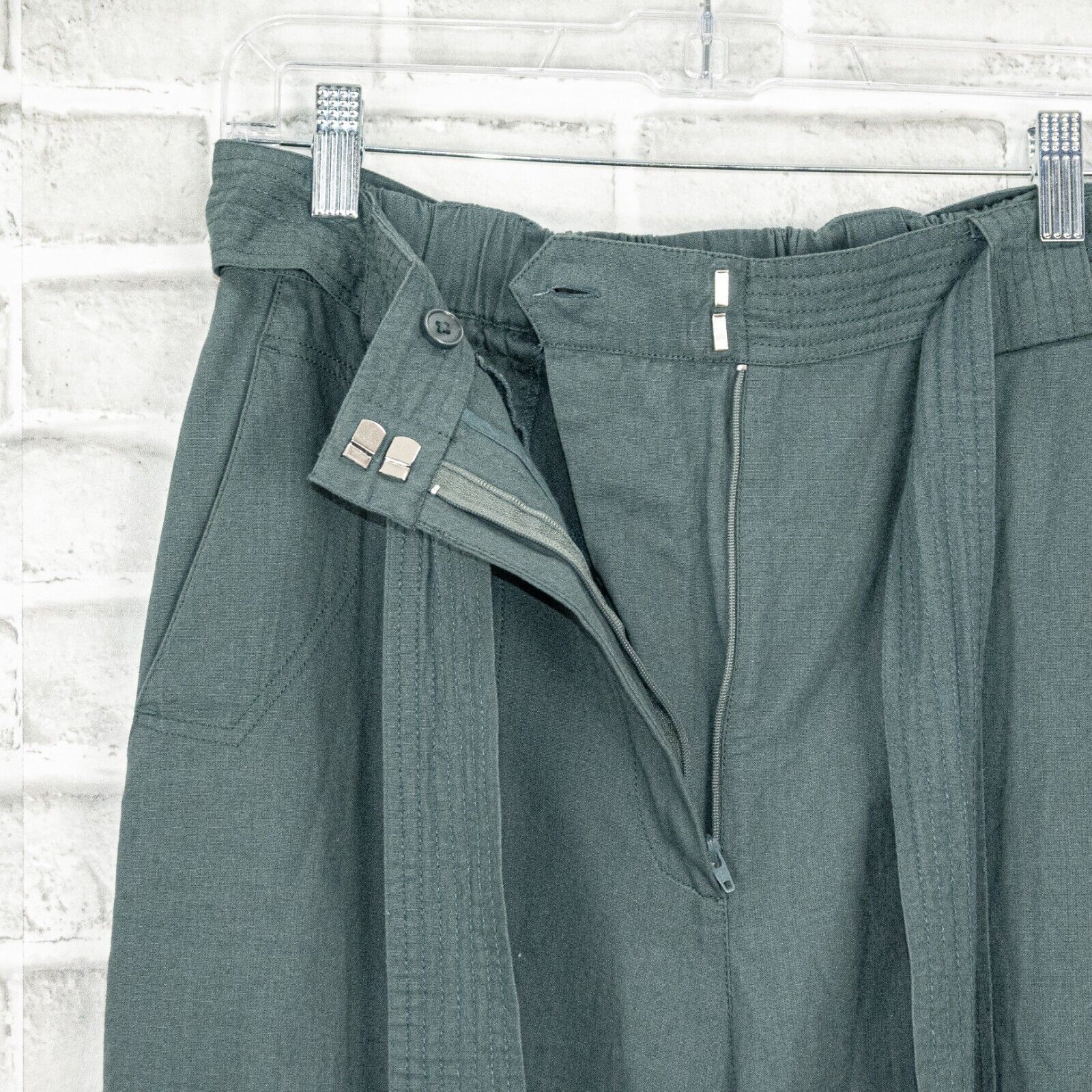 Mes Demoiselles Mes Demoiselles Women's Wide-Leg Belted Pants Teal Size 24" / US 00 / IT 34 - 6 Thumbnail