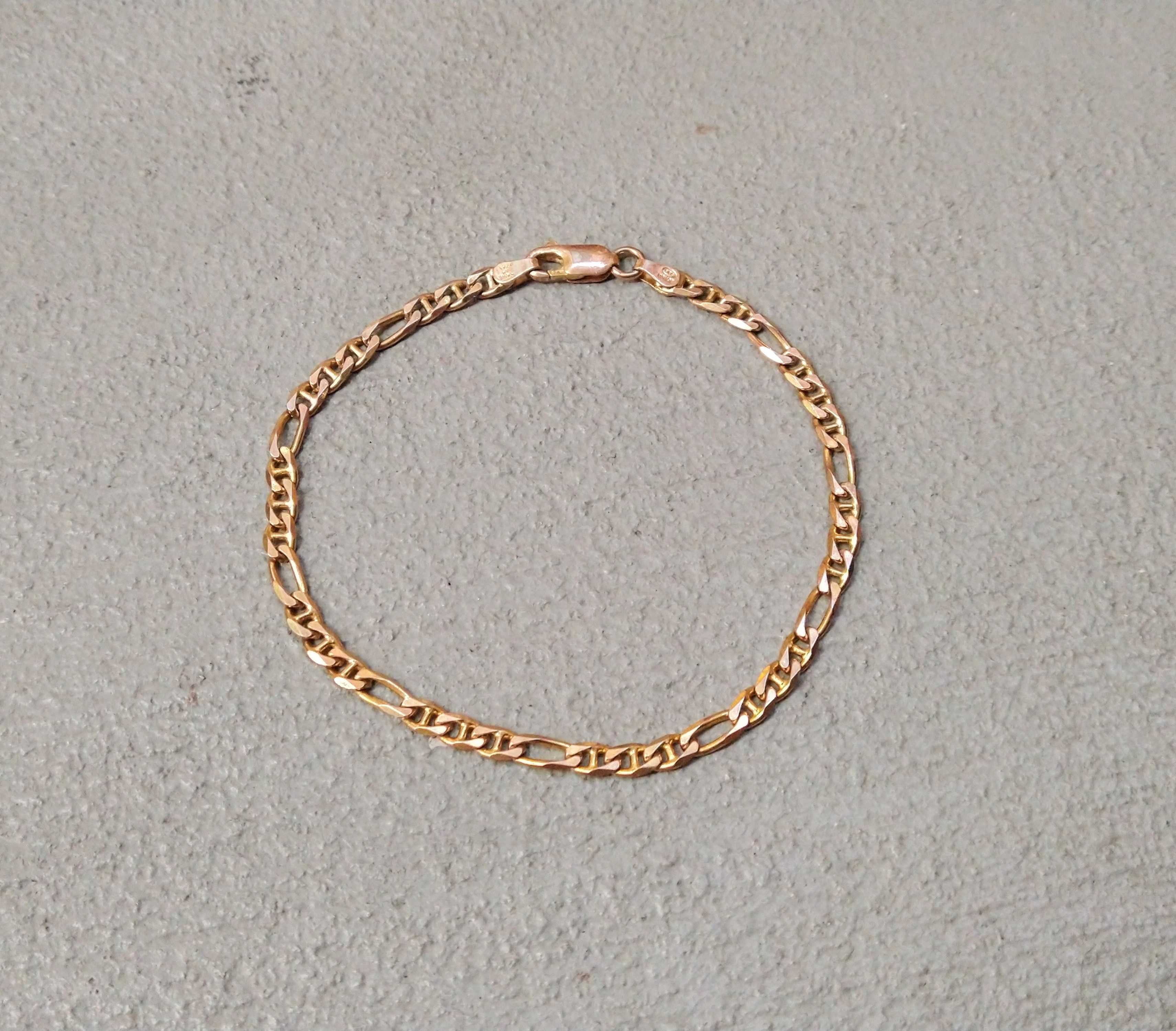 Jewelry Vintage Sterling Silver Bracelet Figaro Mariner 8" Gold Tone Size ONE SIZE - 1 Thumbnail
