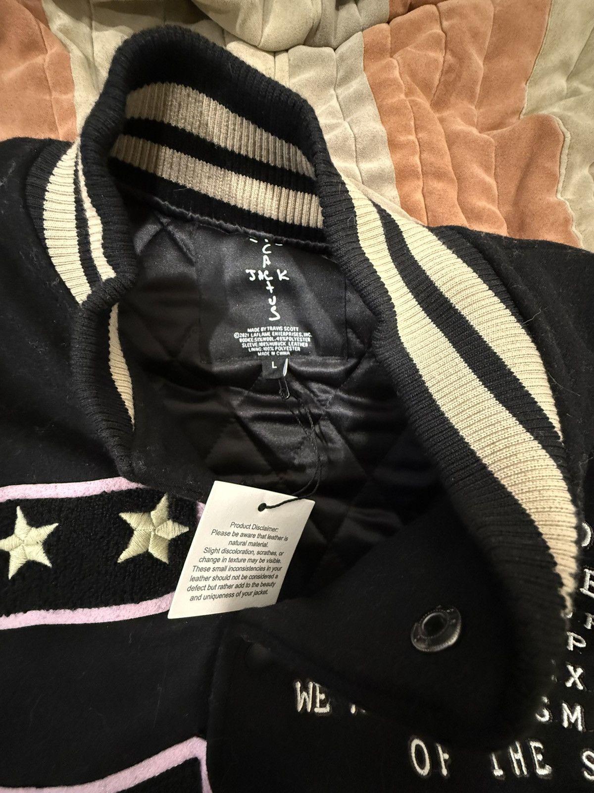 Fragment Design × Kaws × Travis Scott Cactus Jack Travis Scott For Fragment Letterman Jacket Size US L / EU 52-54 / 3 - 3 Thumbnail