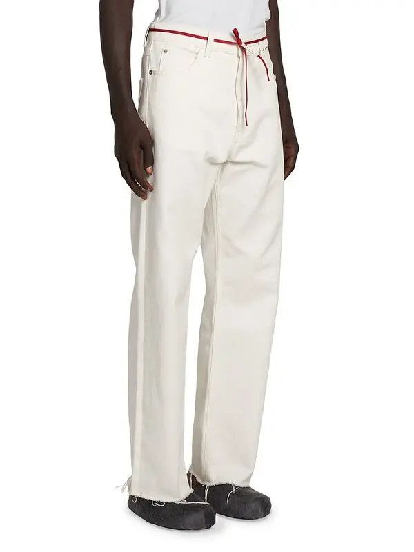 Marni o1w1db11125 Tie-Waist Straight-Leg Trousers in White Size US 34 / EU 50 - 3 Thumbnail