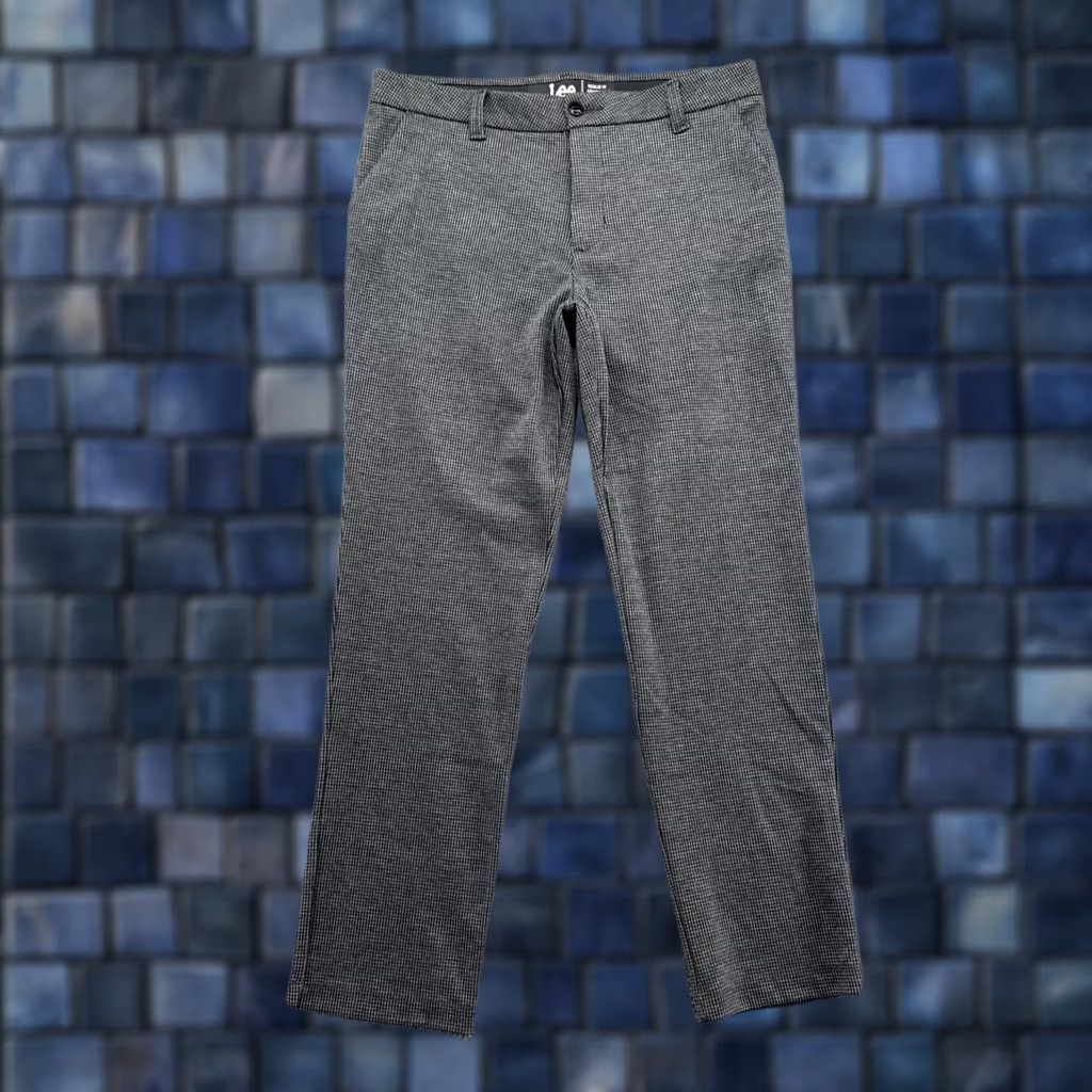 Lee Lee Woman's Pants Gray Houndstooth Mid Rise Regular Fit Straight Leg Size 14M Size 36" / US 14 / IT 50 - 1 Thumbnail