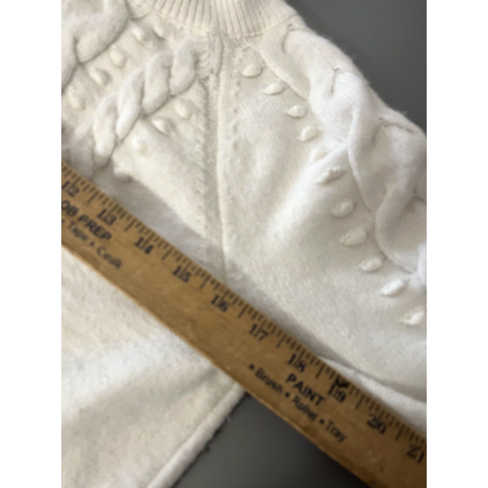 Loft LOFT Plus Size S White Textured Cable Knit Sweater Polyester Acrylic Wool Blend Size S / US 4 / IT 40 - 6 Thumbnail