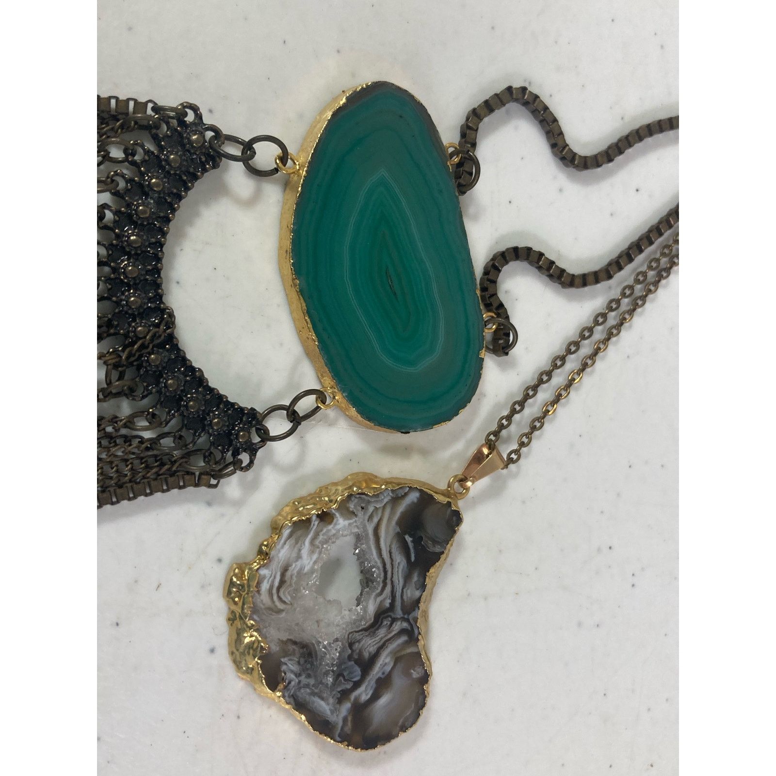 Other Agate 2 Pendant Necklaces Natural Healing Stones Jewelry Lot Size ONE SIZE - 2 Thumbnail
