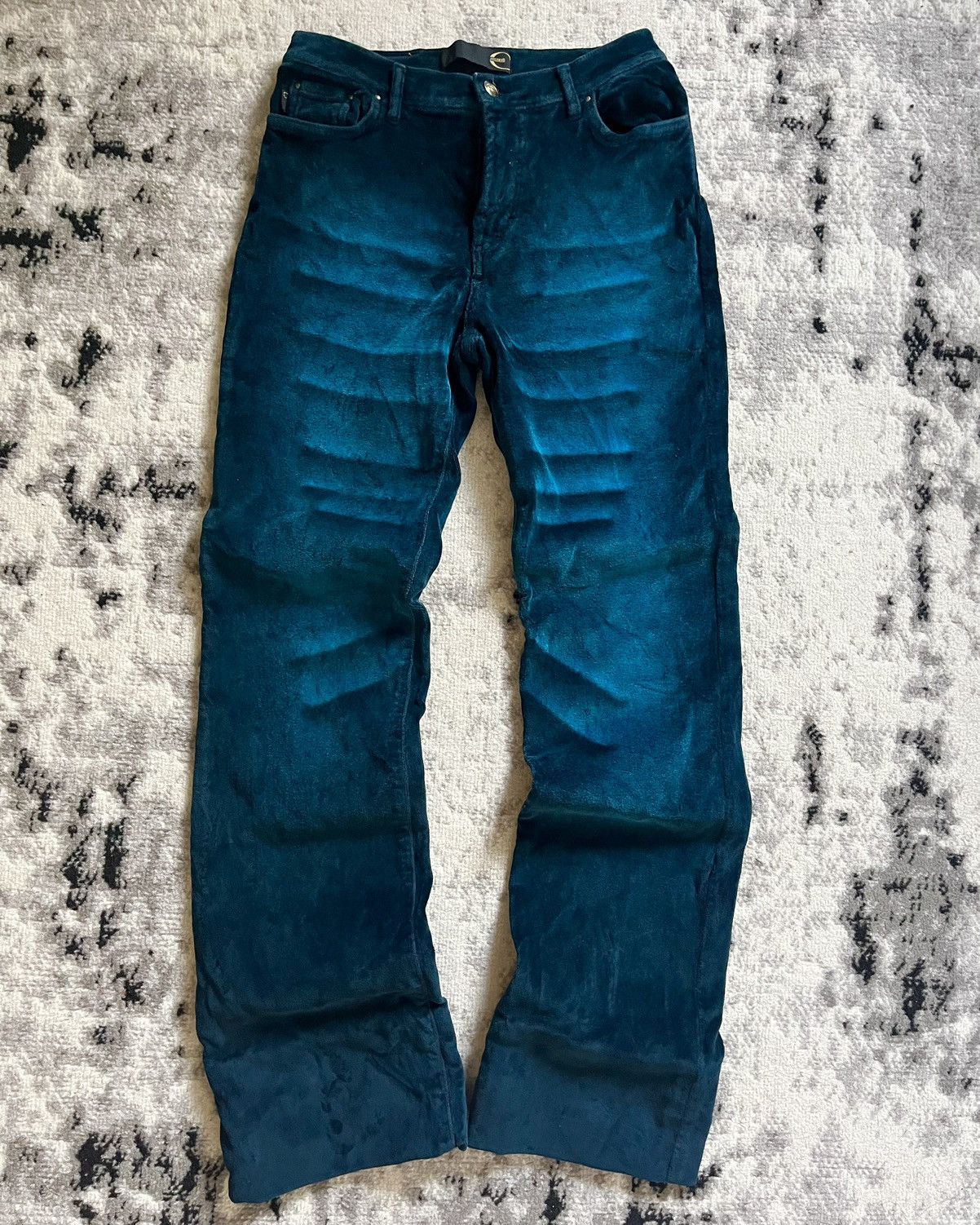 image of Just Cavalli 00S Cavalli Blue Sapphire Splendor Velvet Pants, Women's (Size 26)