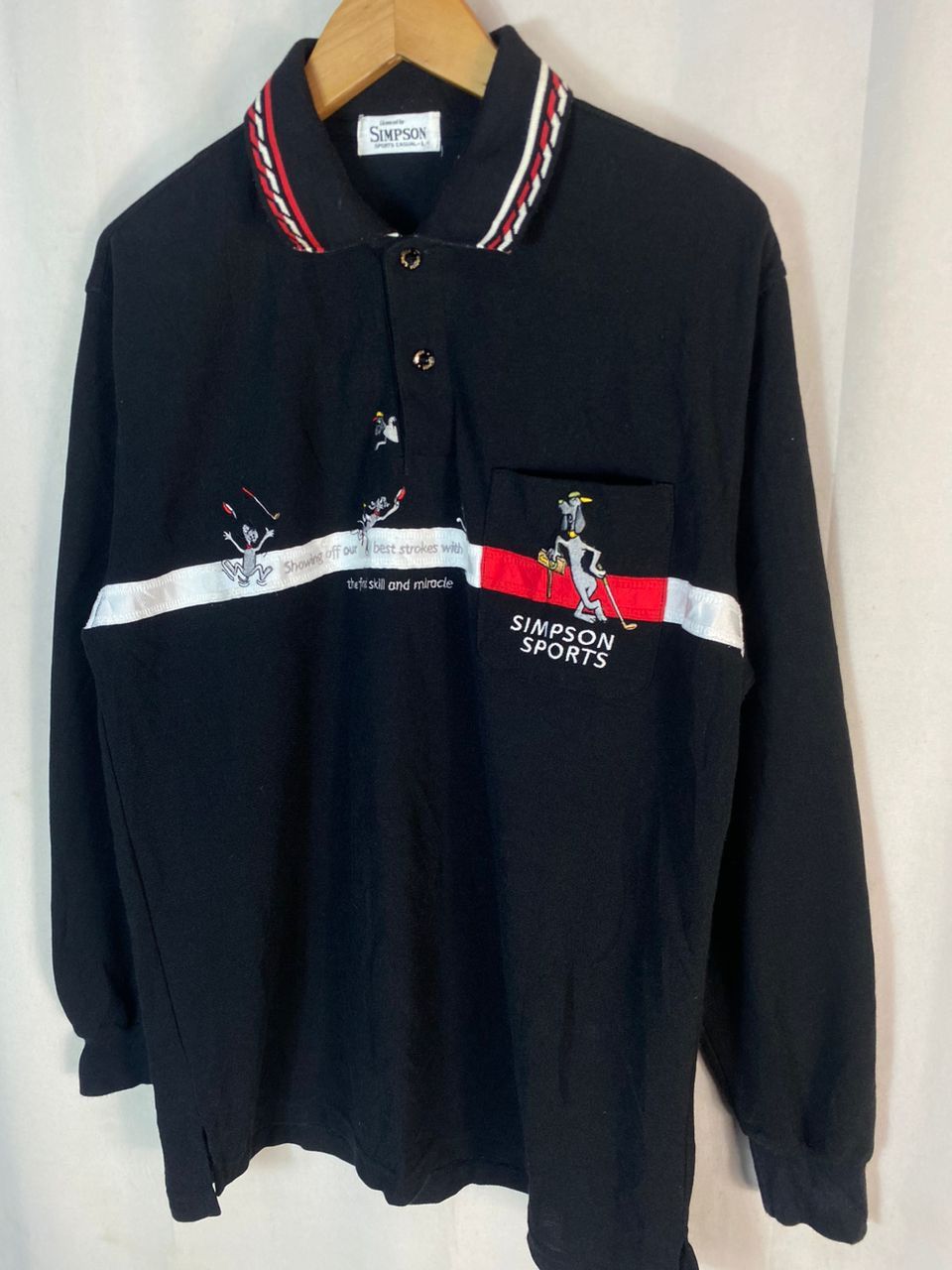 Japanese Brand Simpsons embroidered logo long sleeve polo shirt Size US L / EU 52-54 / 3 - 2 Thumbnail