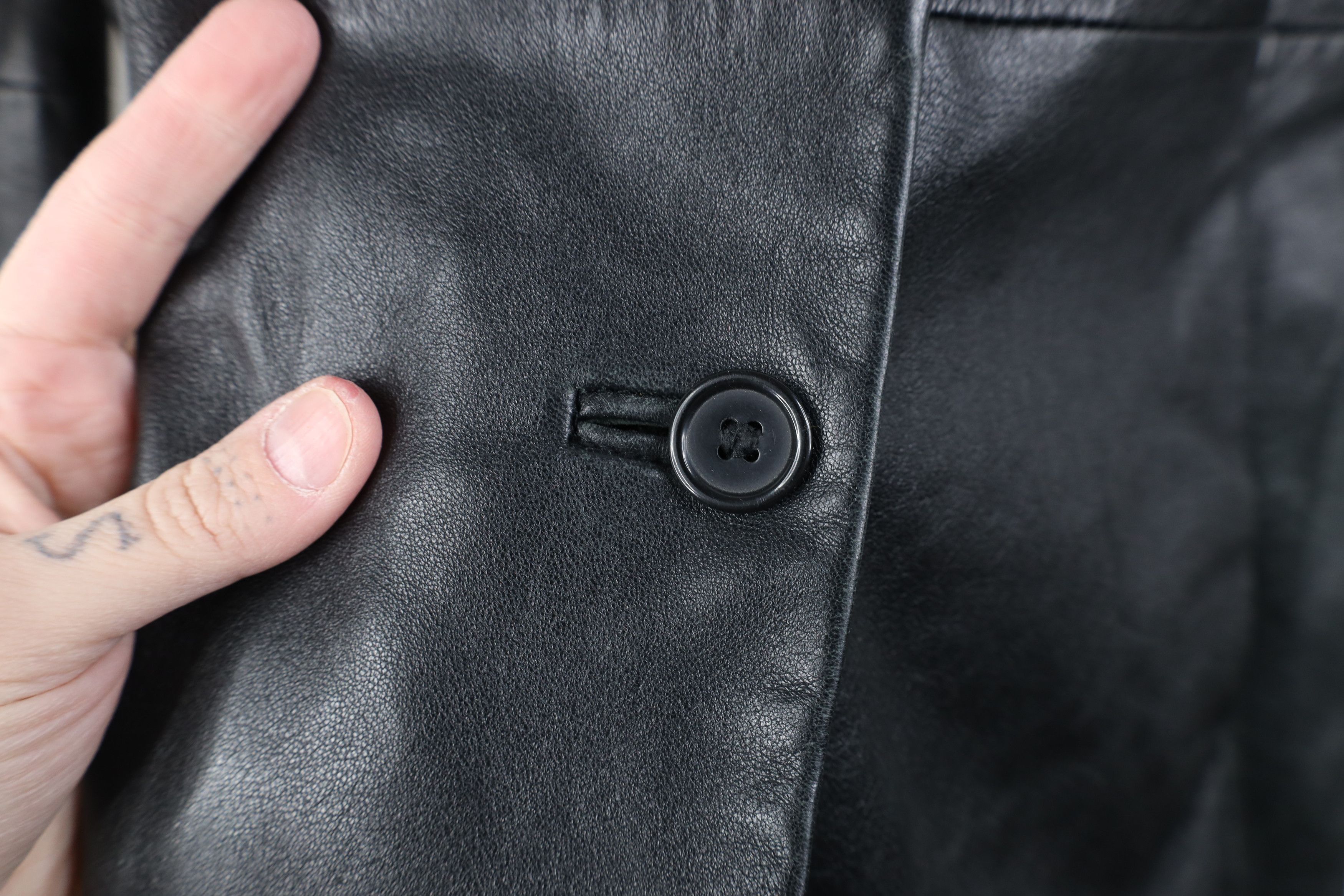 Vintage Vintage 90s Streetwear Leather Button Jacket Coat Black Size L / US 10 / IT 46 - 6 Thumbnail