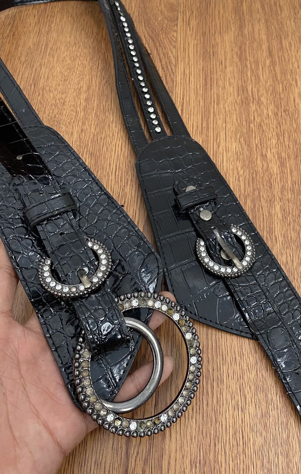 If Six Was Nine × Japanese Brand × Le Grande Bleu (L.G.B.) Black snakeskin crystal belt Size ONE SIZE - 5 Thumbnail