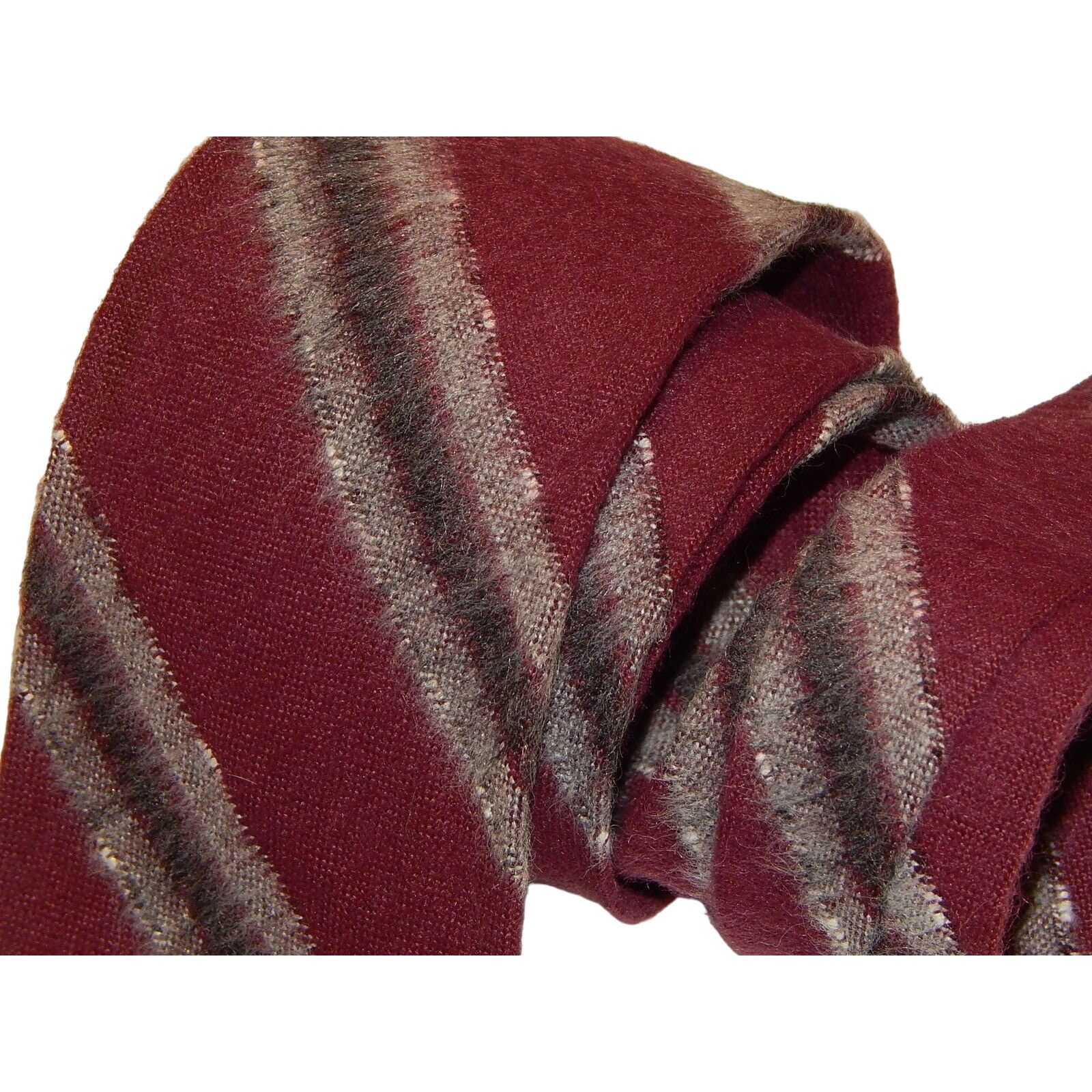 Other Vtg Manhattan Maroon Gray STRIPE Necktie ROCKABILLY Tie Size ONE SIZE - 2 Thumbnail