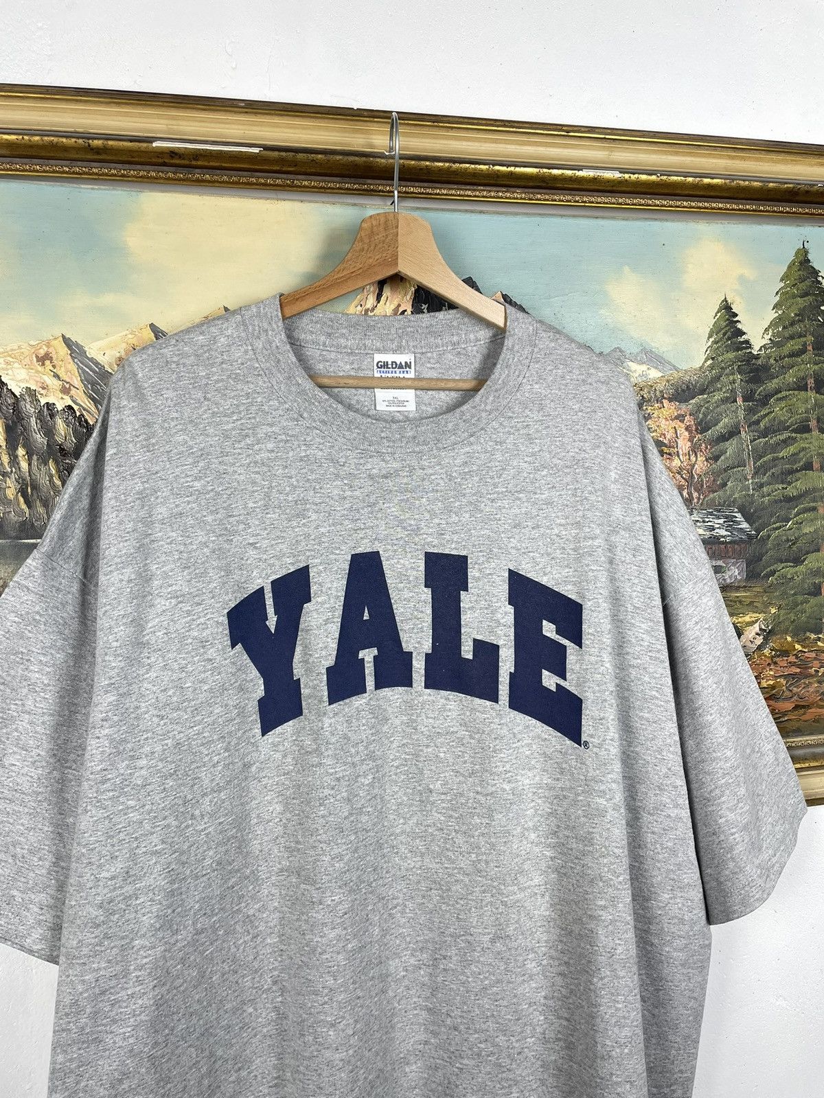 Vintage Yale Vintsge Y2k Gray Tee University College Baggy Oversize Size US XXL / EU 58 / 5 - 5 Thumbnail